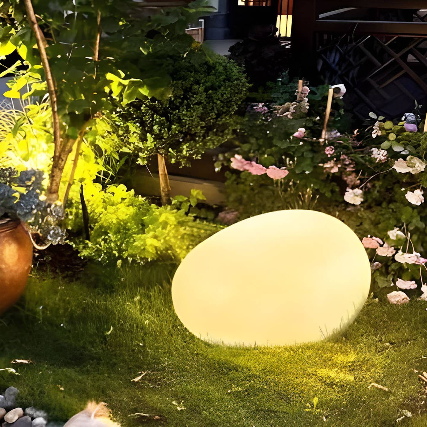 Ethereal RGB Color-Changing LED Garden Stone - Waterproof Outdoor Landscape Pebble Light
