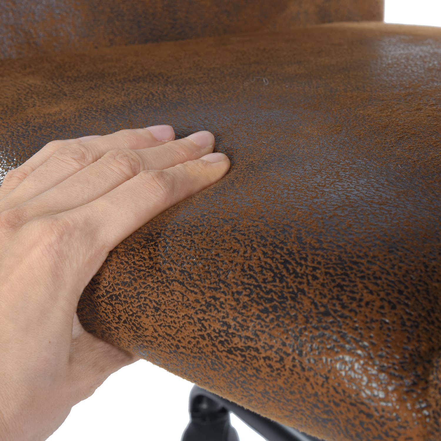 Adjustable Task Chair with Swivel Base Suede Brown/Beige