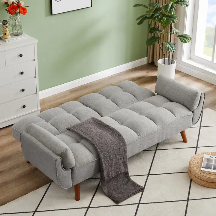 Homy Casa Linen Sofa, Solid Wood Frame