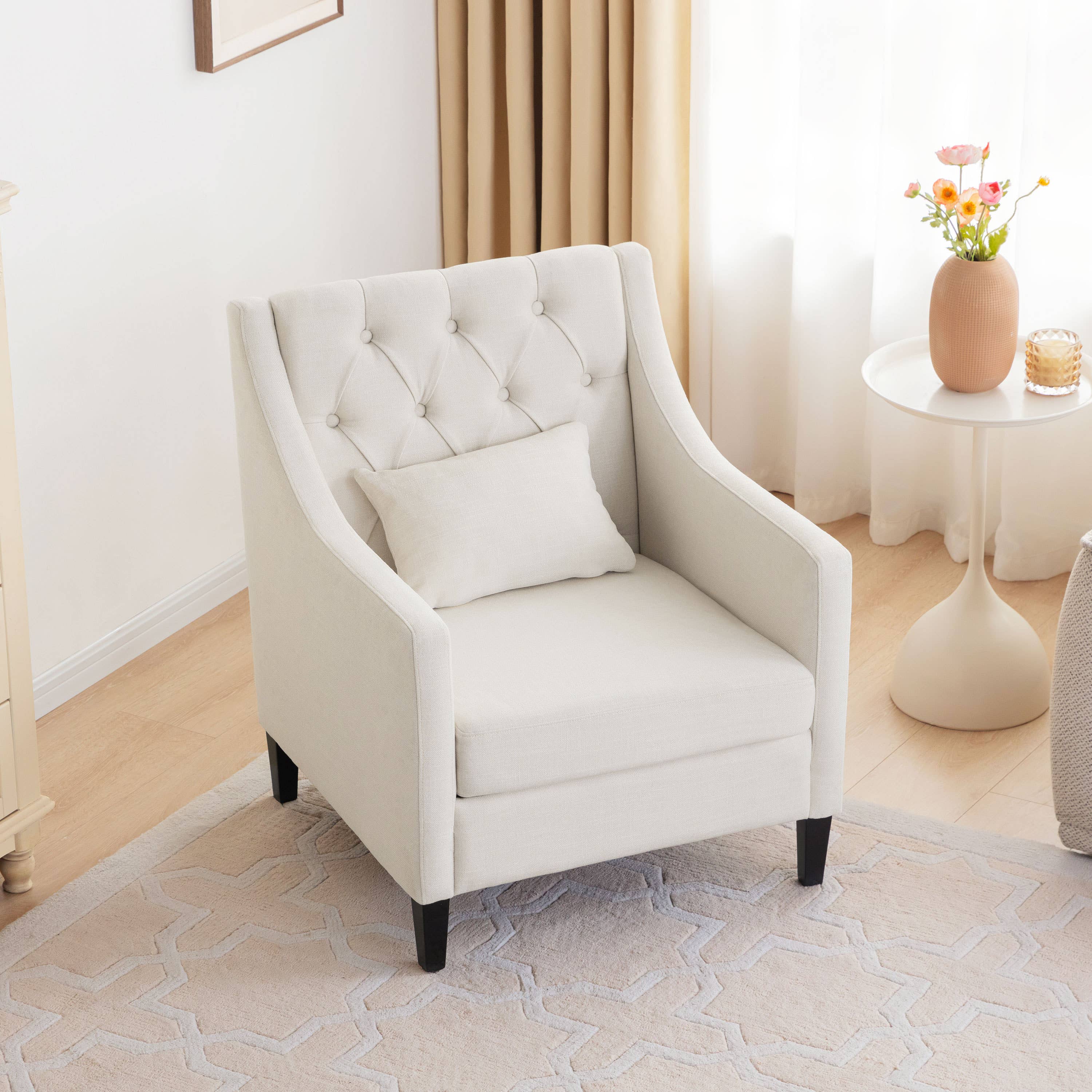 Mid-Century Accent Chair W/Lumbar Pillow