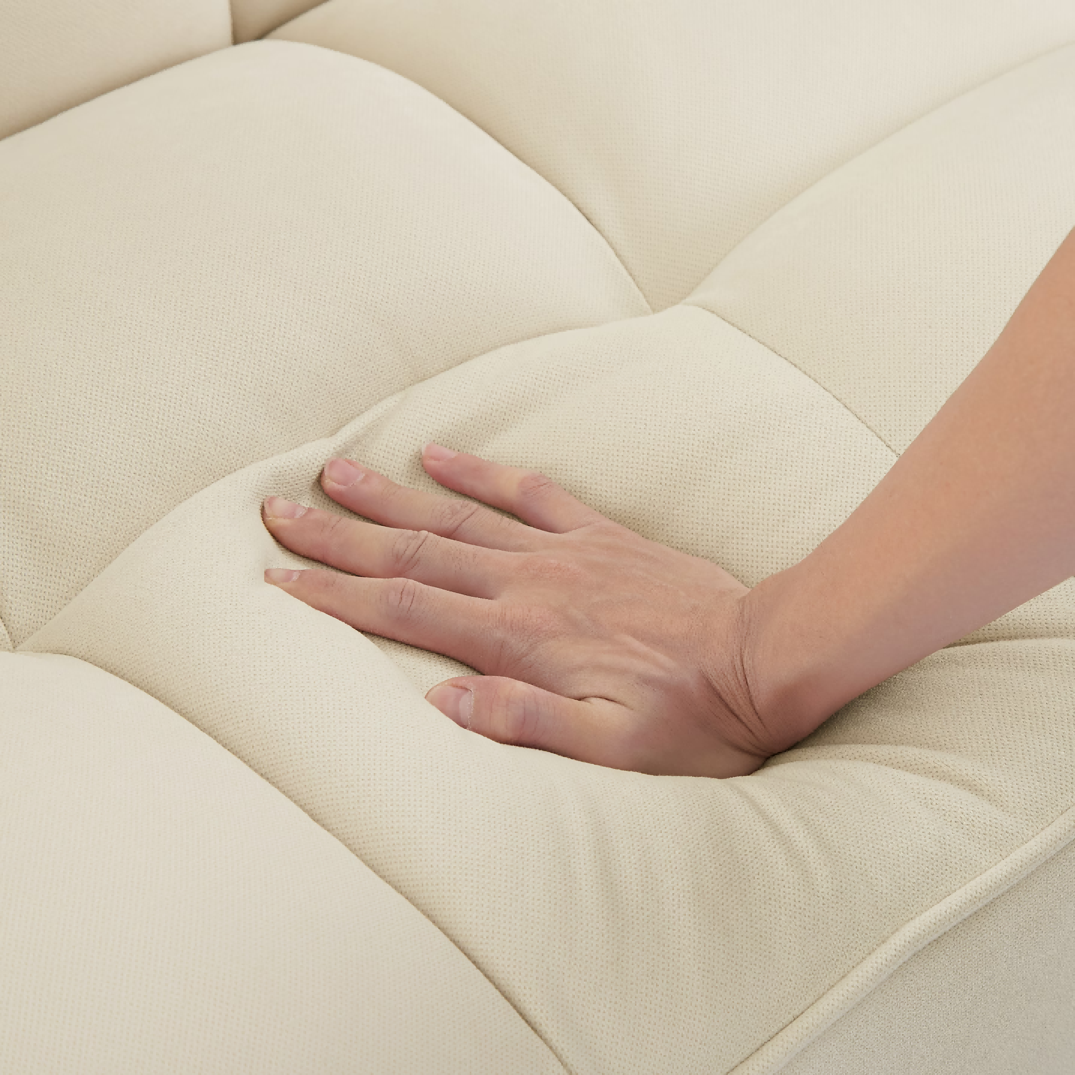 Homy Casa Linen Sofa, Solid Wood Frame