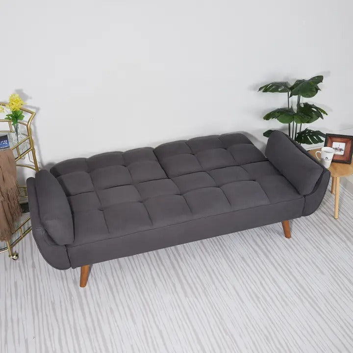 Homy Casa Dark Gray Linen Sofa – 500LBS Heavy-Duty, Solid Wood Frame, Modern Upholstered Couch with Under-Seat Storage
