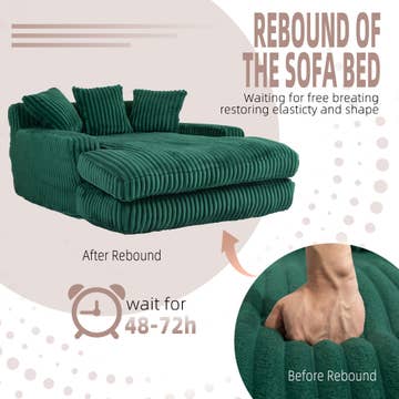 Convertible Sofa Bed with Adjustable Backrest-Grey/Green