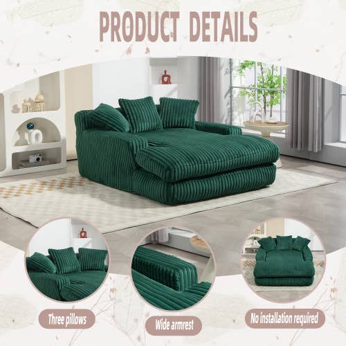 Convertible Sofa Bed with Adjustable Backrest-Grey/Green
