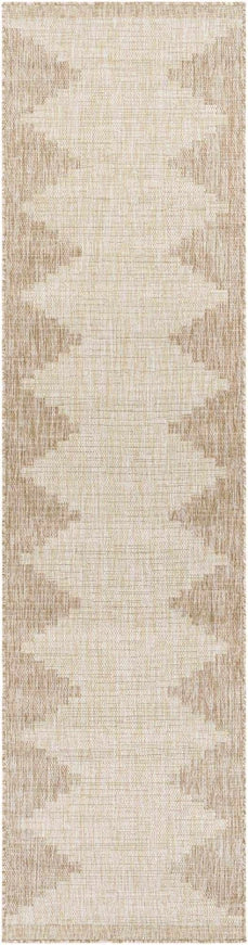 Djugun Beige Aztec Geometric Indoor/Outdoor Rug – Durable No-Pile Patio & Deck Rug by Hauteloom