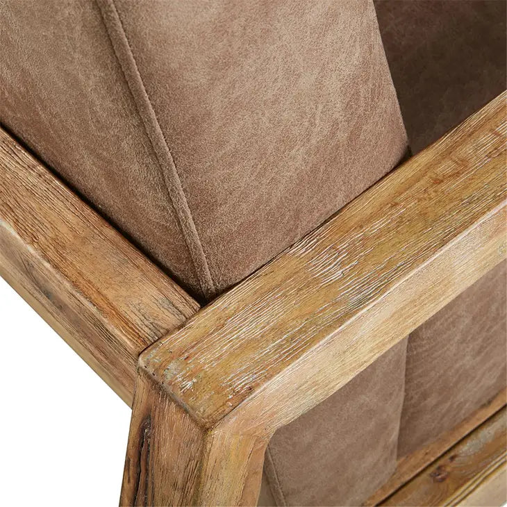 Pu Leather Accent Chair with Reclaimed Wood Finish