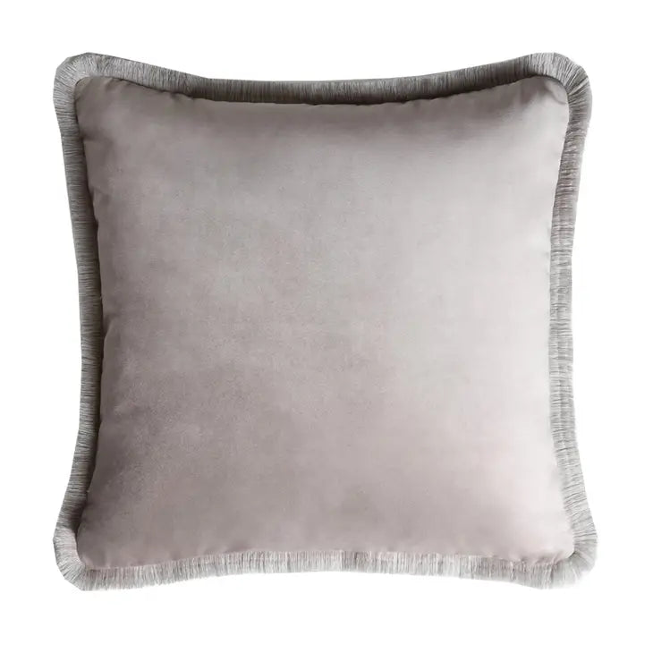 Major Fifty Collection Cushion | Velvet with Fringes Grey