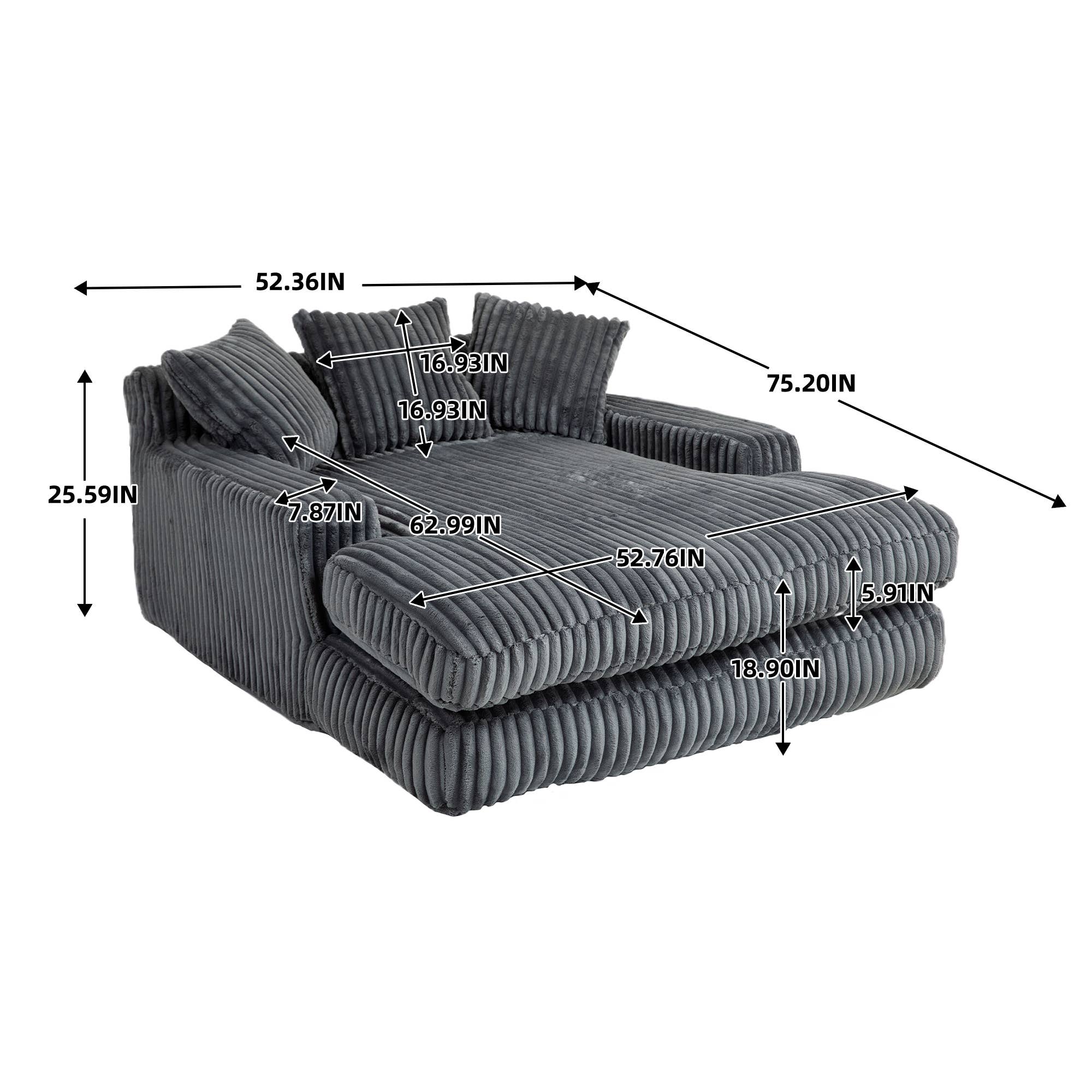 Convertible Sofa Bed with Adjustable Backrest-Grey/Green