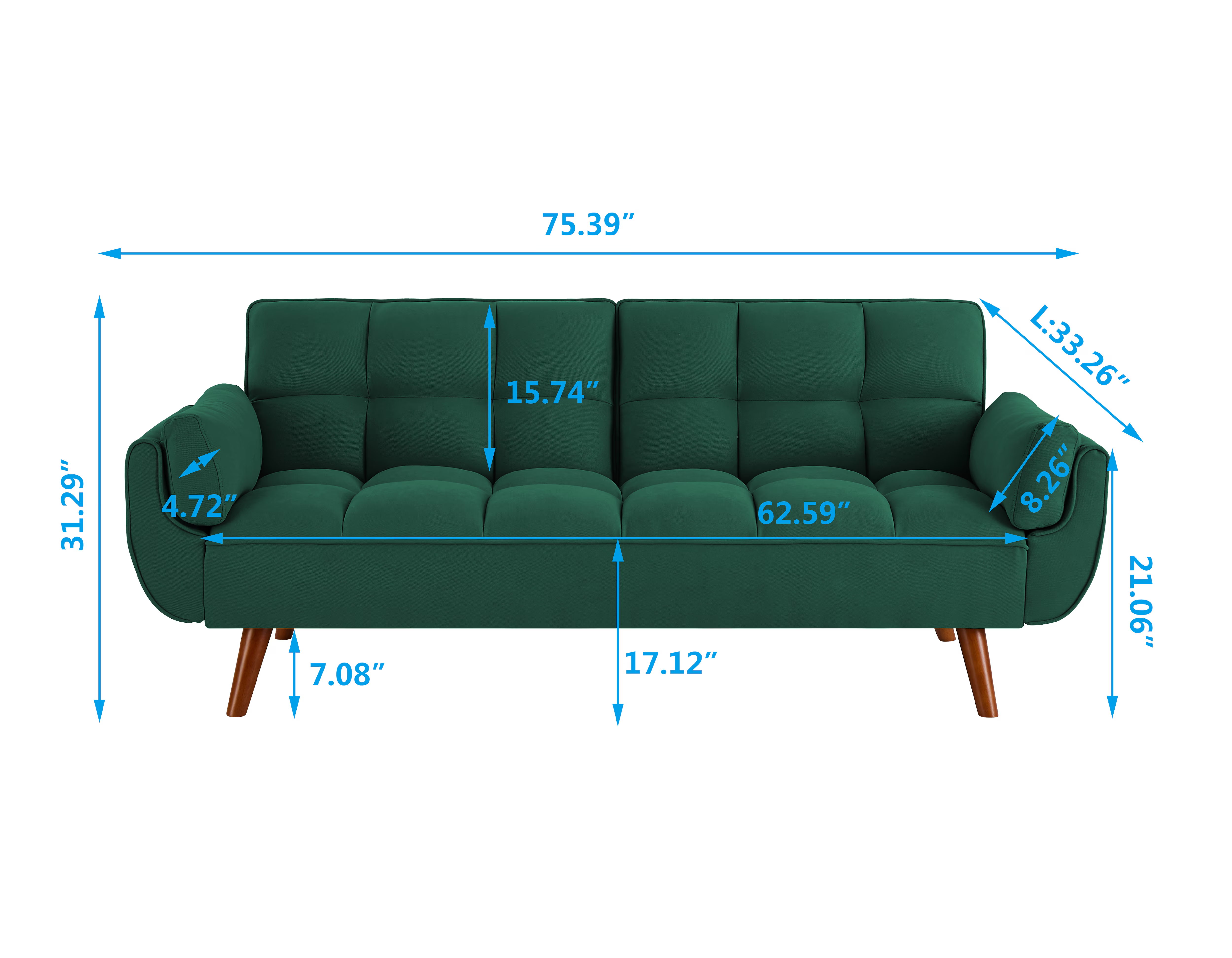 Homy Casa Linen Sofa, Solid Wood Frame