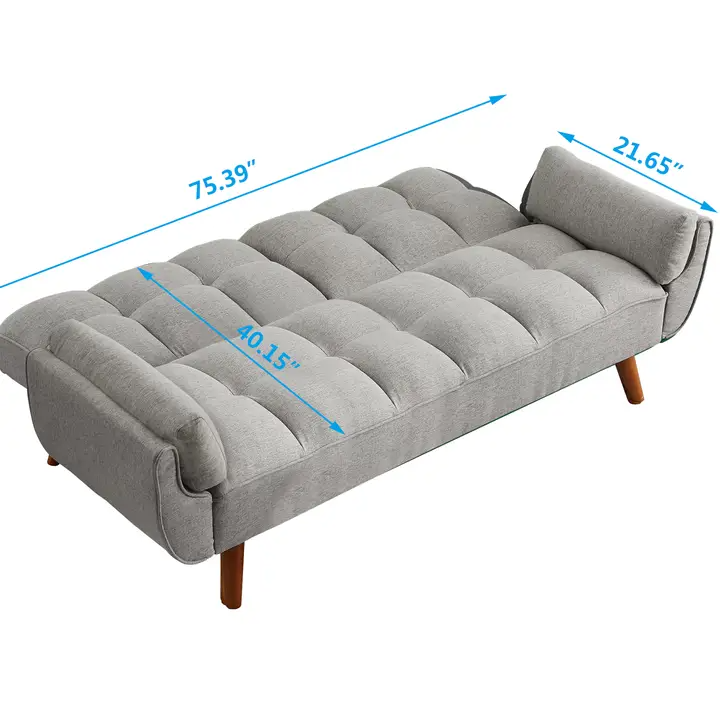 Homy Casa Dark Gray Linen Sofa – 500LBS Heavy-Duty, Solid Wood Frame, Modern Upholstered Couch with Under-Seat Storage