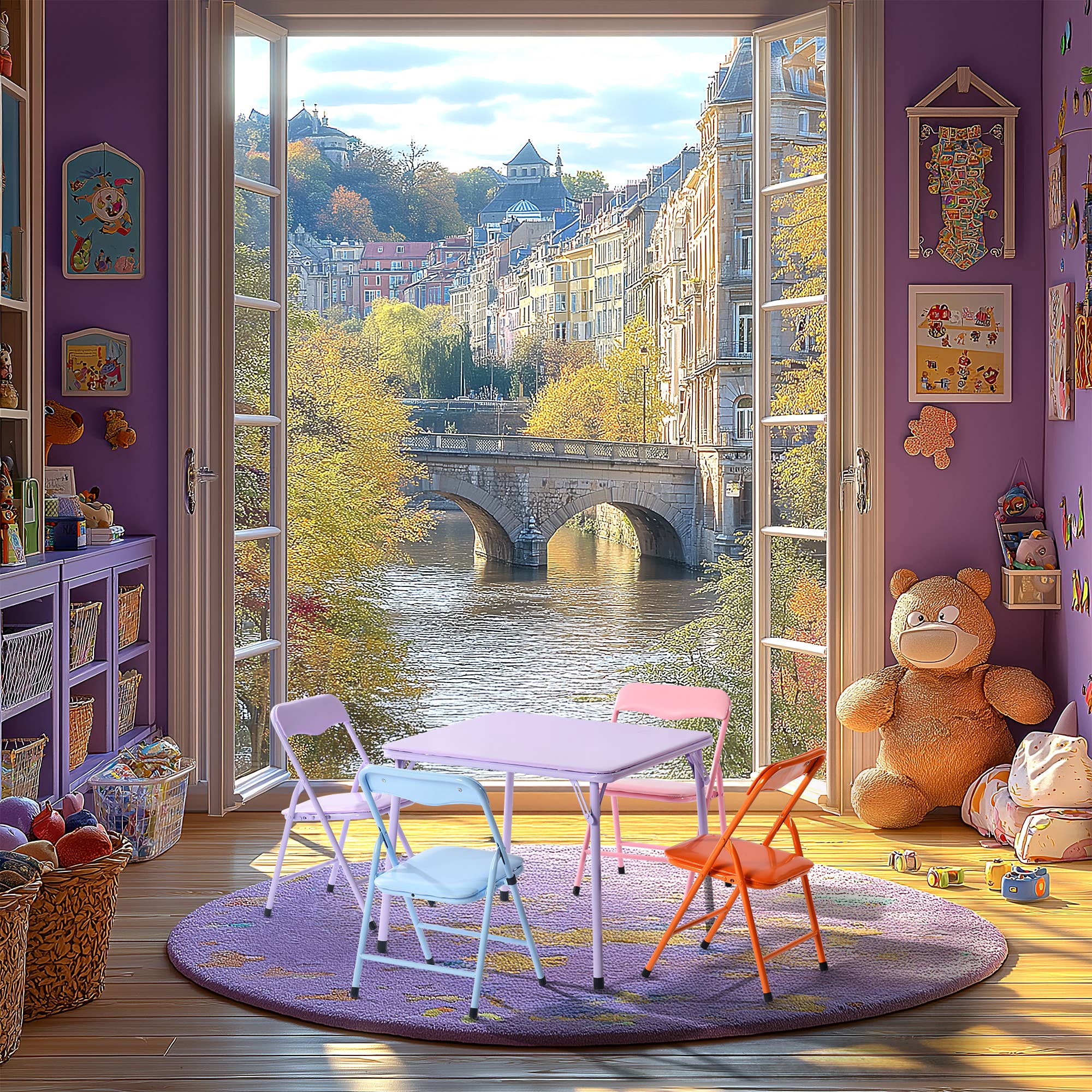 Colorful Folding Kid's Table & Chair Set – 3PCS/5PCS