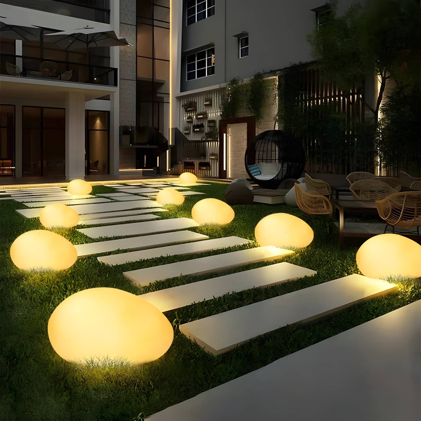 Ethereal RGB Color-Changing LED Garden Stone - Waterproof Outdoor Landscape Pebble Light