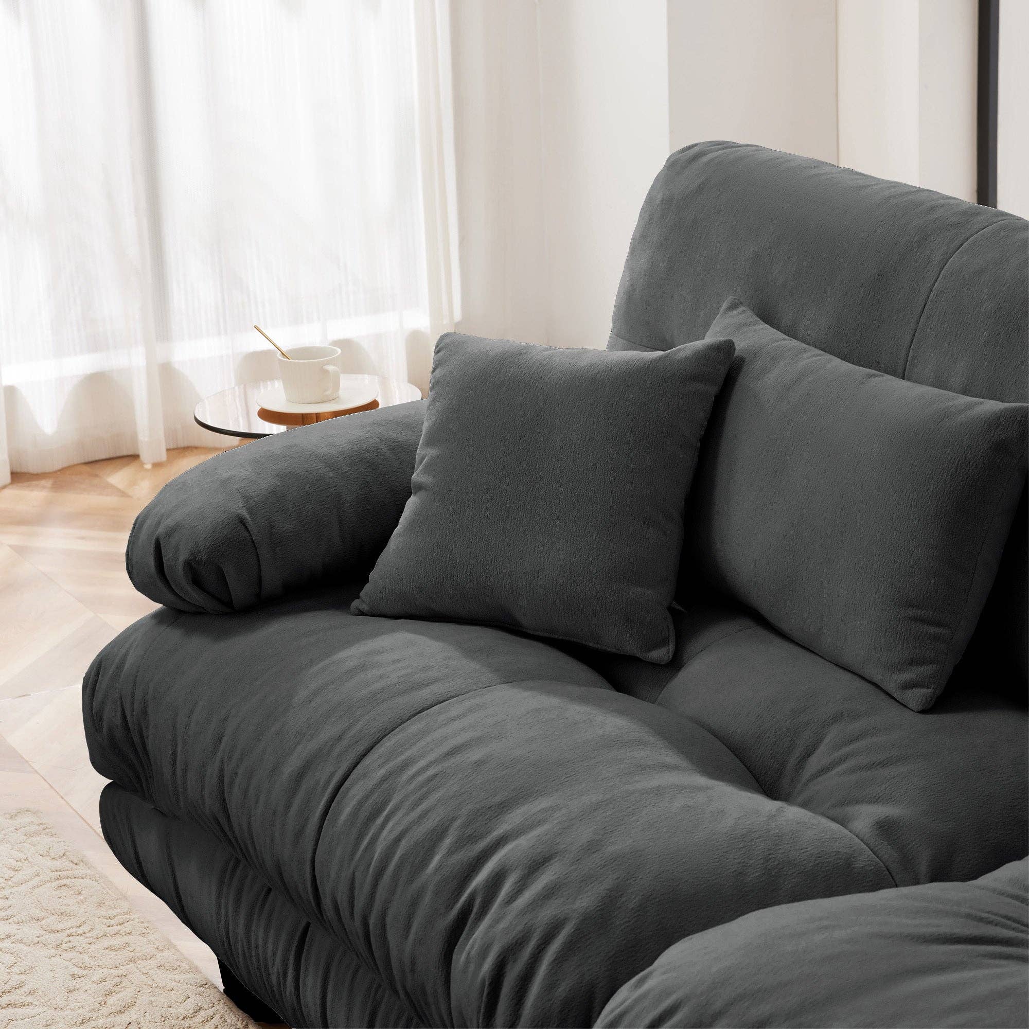 Gray Chenille Cloud Sectional Sofa - 2-Seater