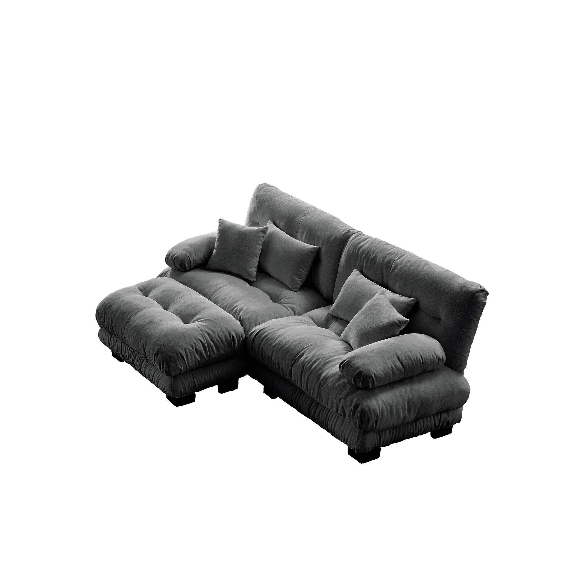 Gray Chenille Cloud Sectional Sofa - 2-Seater