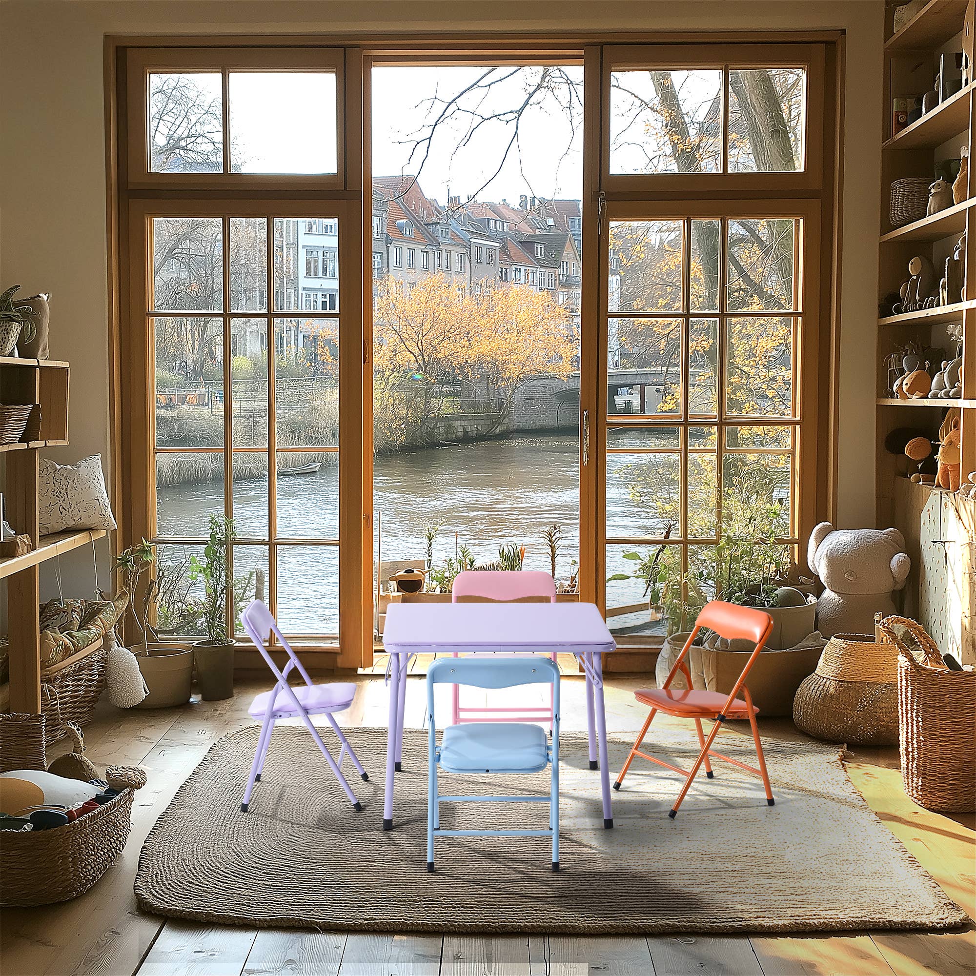 Colorful Folding Kid's Table & Chair Set – 3PCS/5PCS