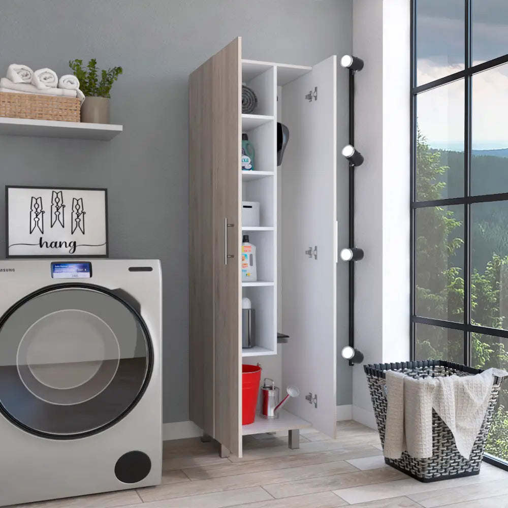 Bacoa Cleaning Cabinet, Light Gray / White