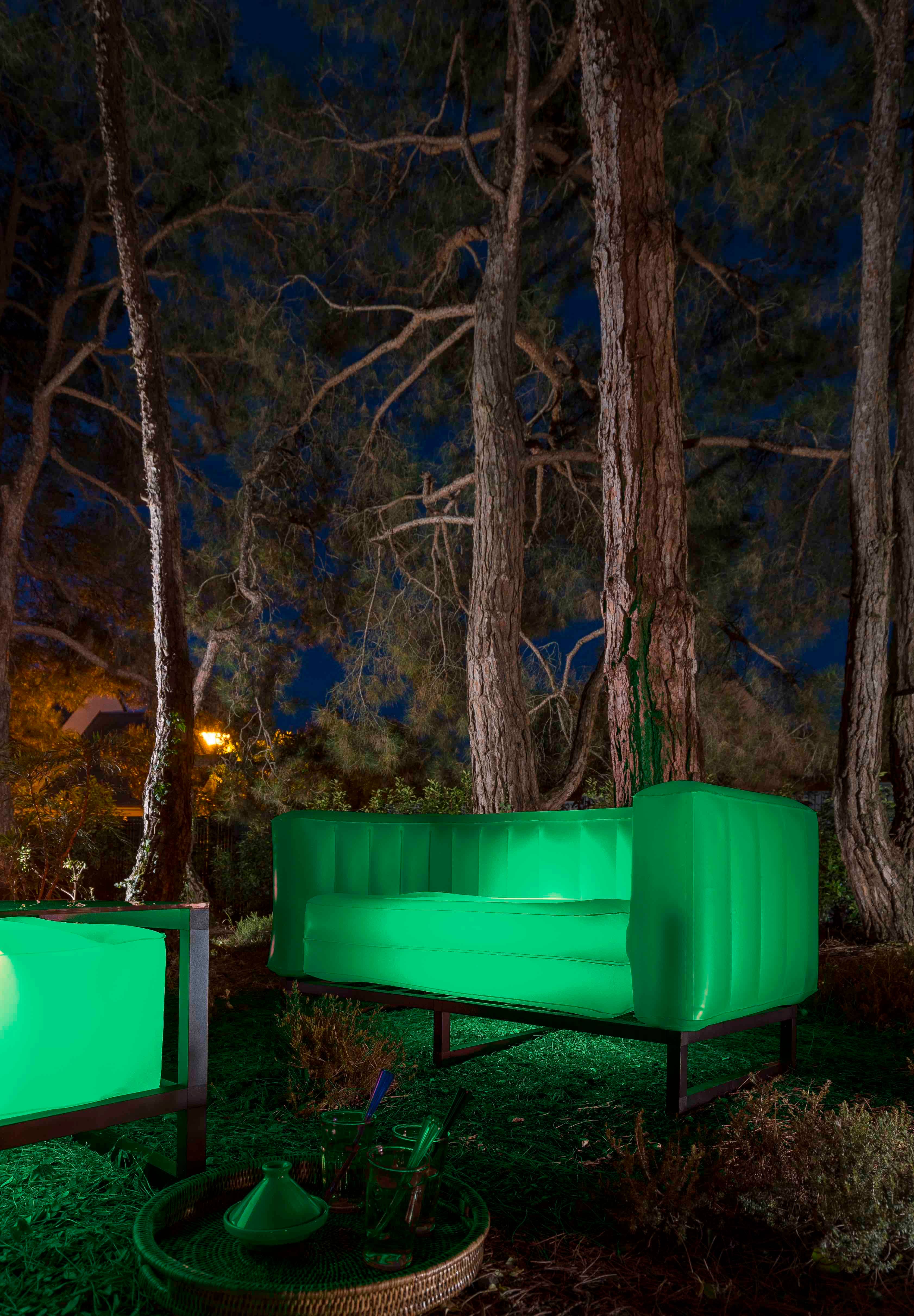 Bright Green Aluminum and TPU Design Sofa