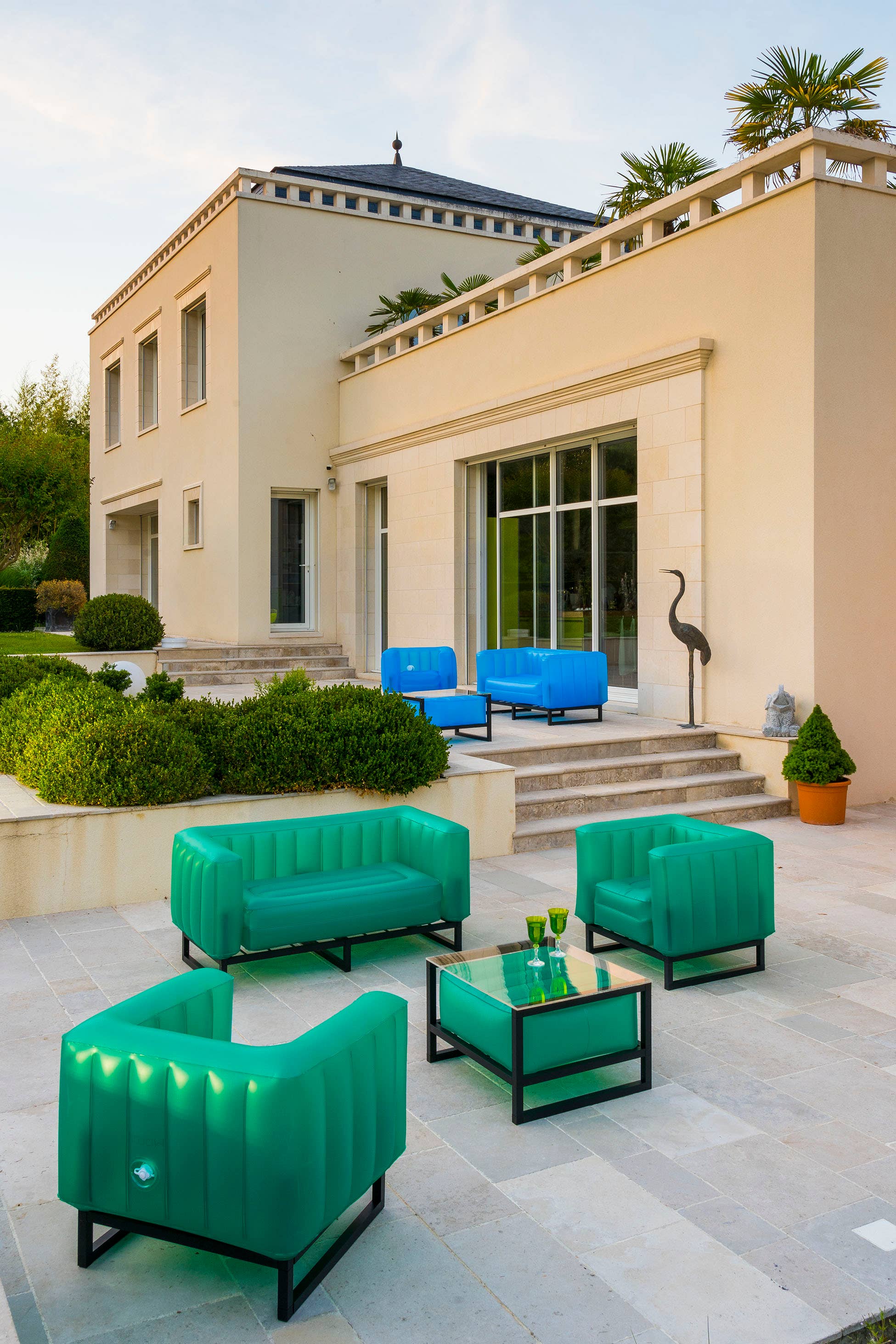 Bright Green Aluminum and TPU Design Sofa