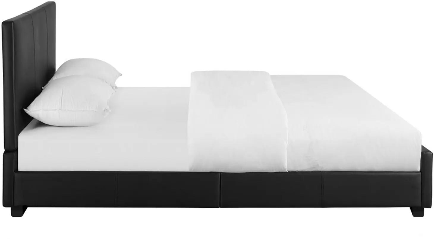 Black Upholstered Queen Platform Bed