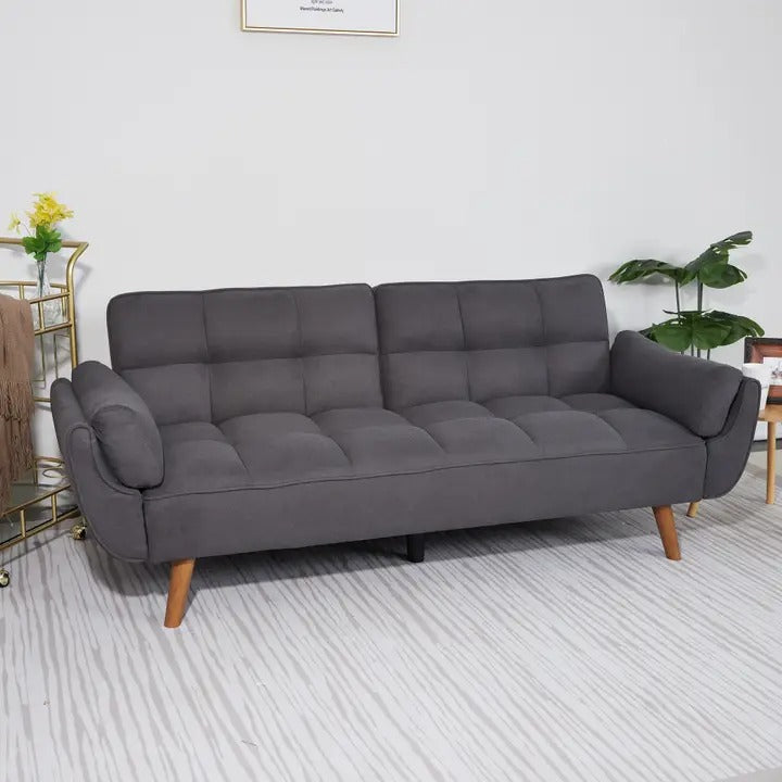 Homy Casa Dark Gray Linen Sofa – 500LBS Heavy-Duty, Solid Wood Frame, Modern Upholstered Couch with Under-Seat Storage