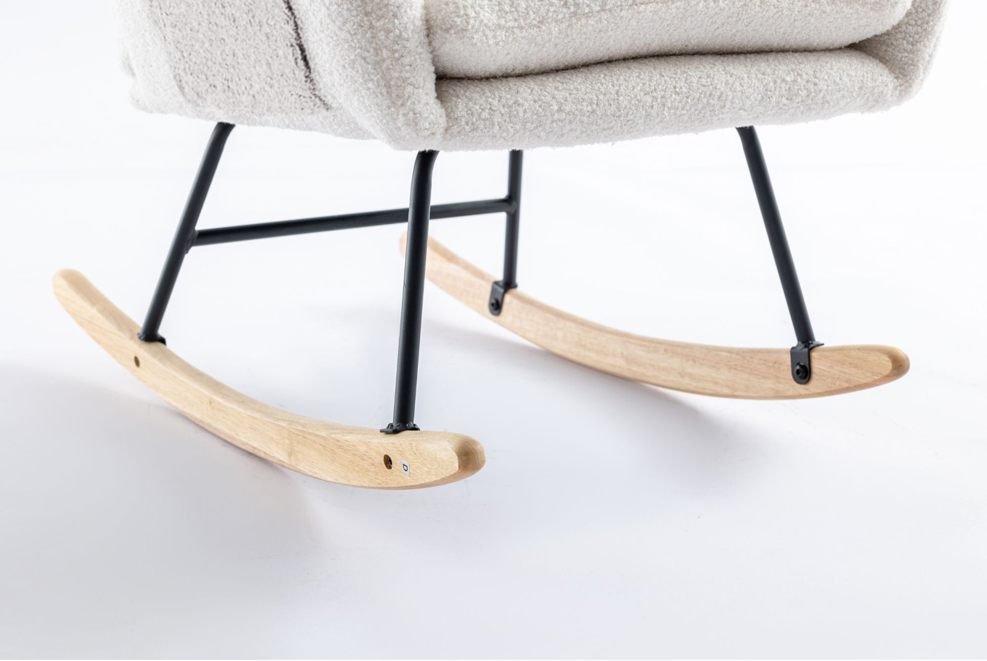 35.5-Inch Teddy Fabric Rocking Chair with Pocket – Safe Solid Wood Base