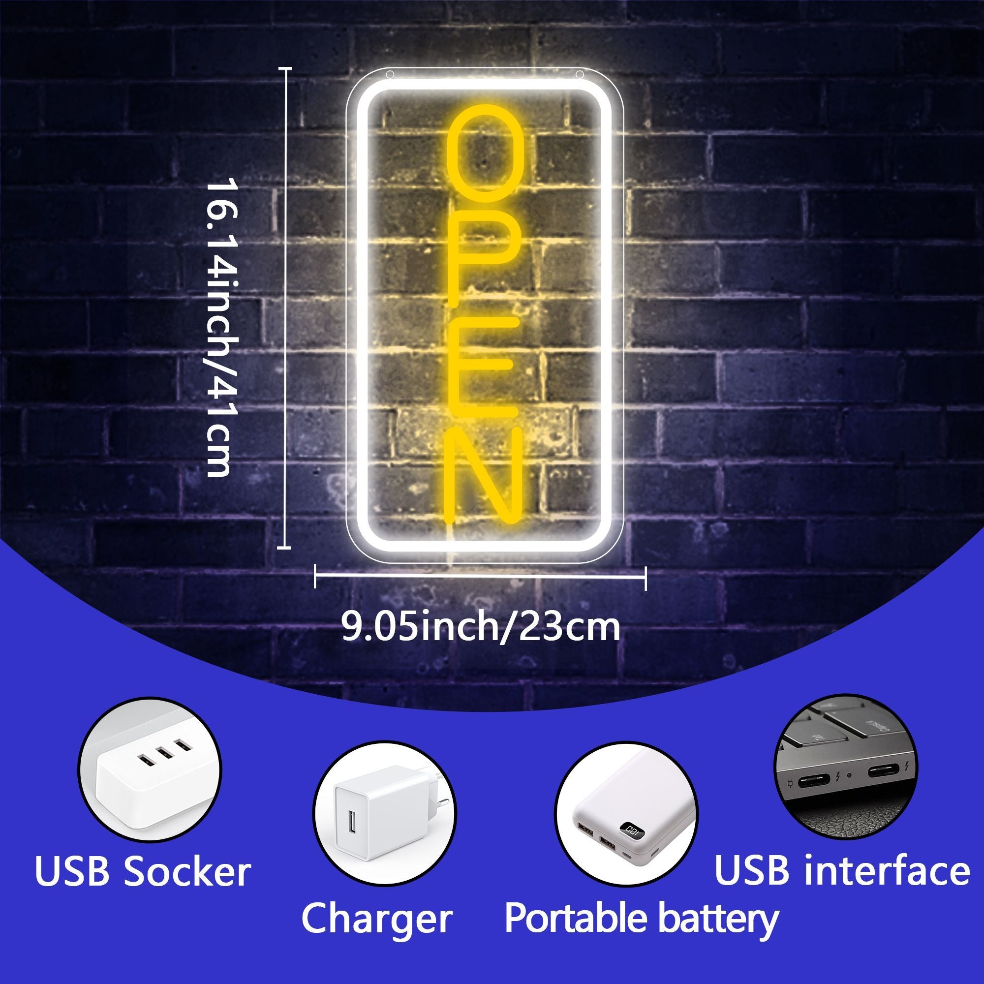 OPEN - USB-Powered LED Neon Sign for Wall Decor