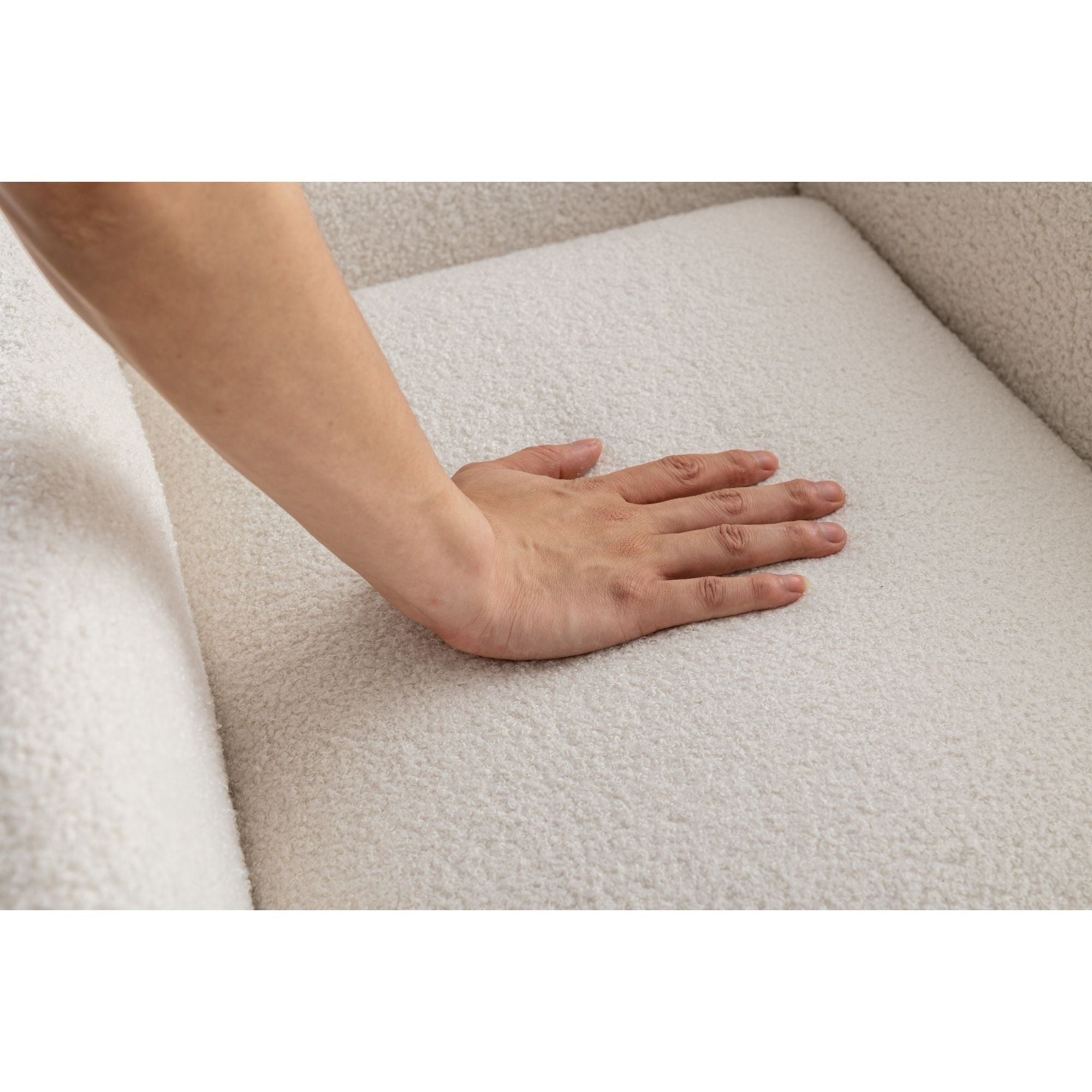 35.5-Inch Teddy Fabric Rocking Chair with Pocket – Safe Solid Wood Base