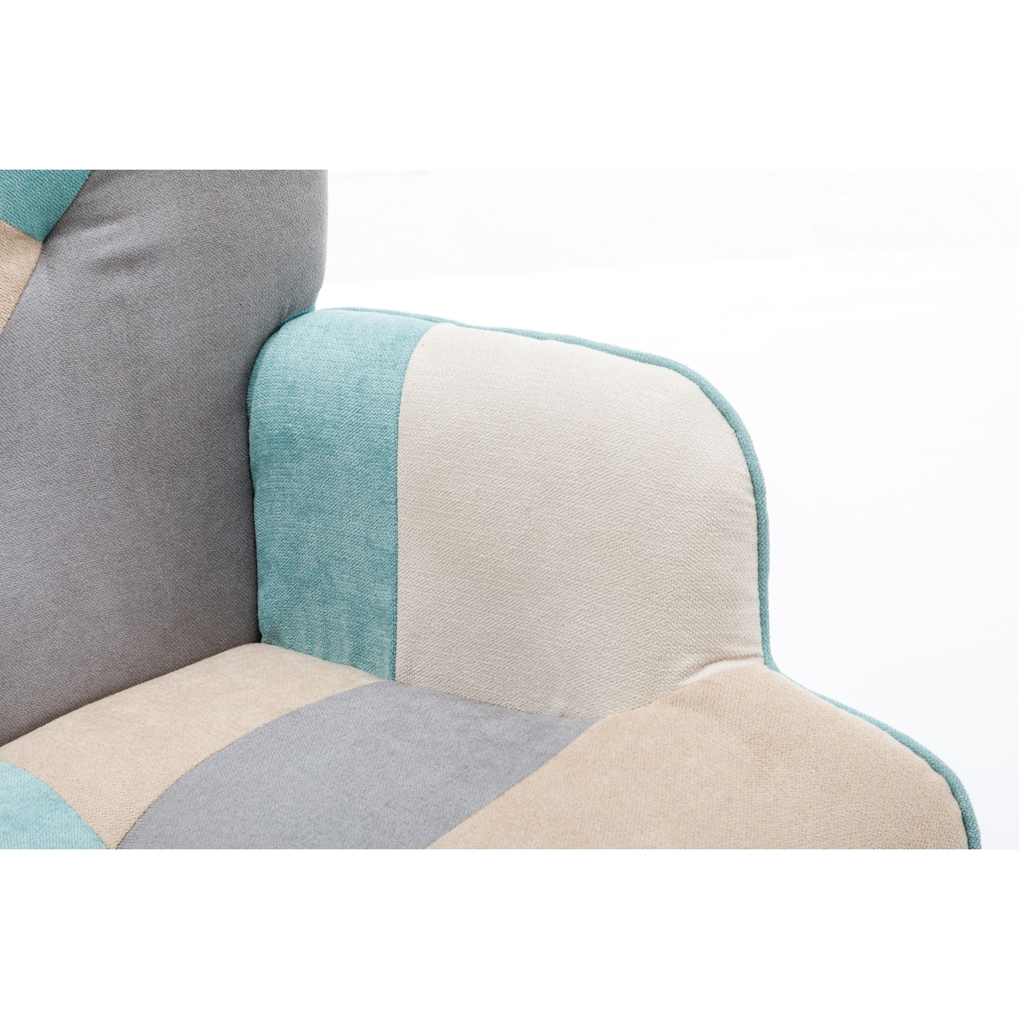 Modern Patchwork Rocking Chair with Solid Wood Armrests and Legs