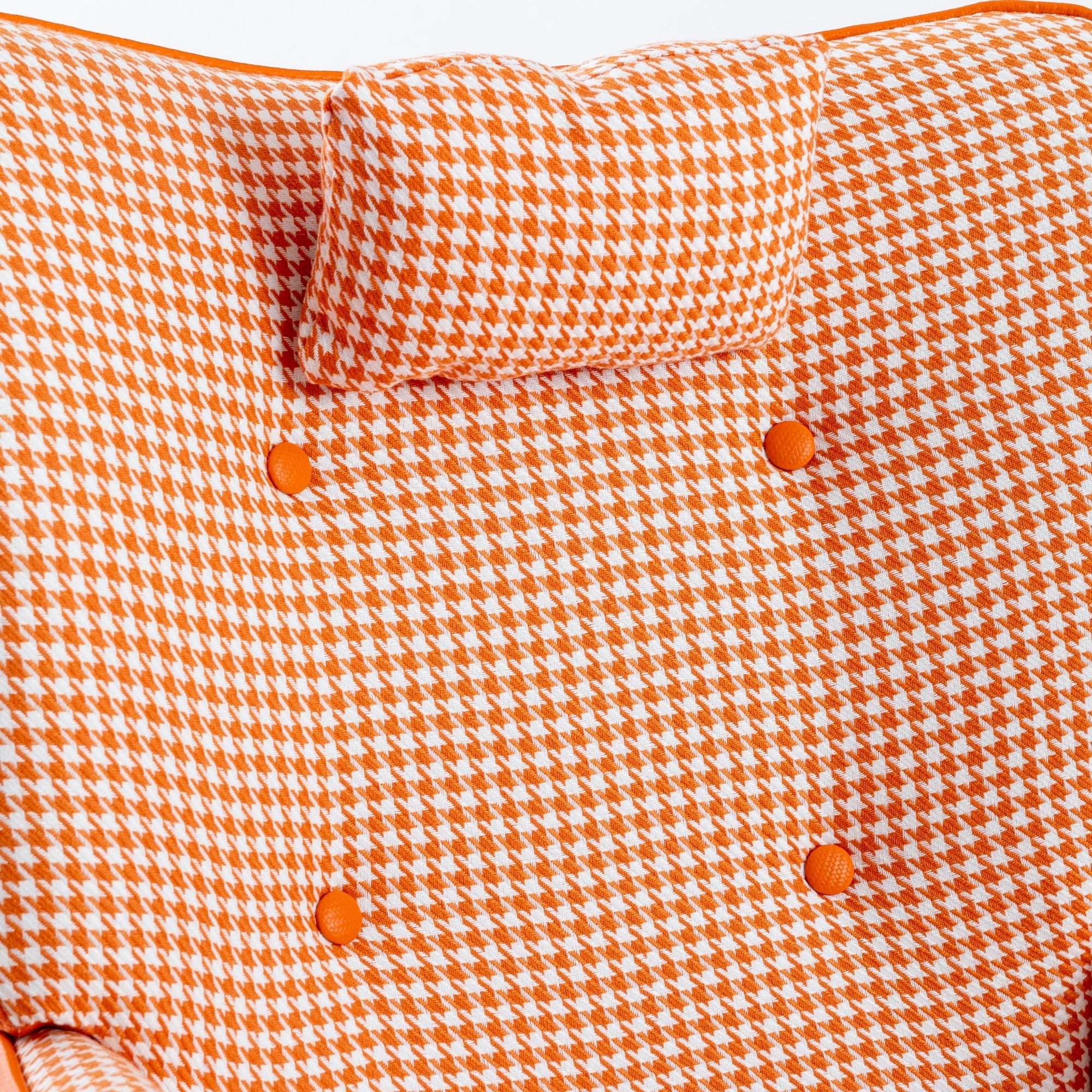 35.5-Inch Rocking Chair, Cozy Reading Chair with Houndstooth and Leather Upholstery, Comfortable Wingback Glider for Nursery, Living Room, Bedroom, or Balcony