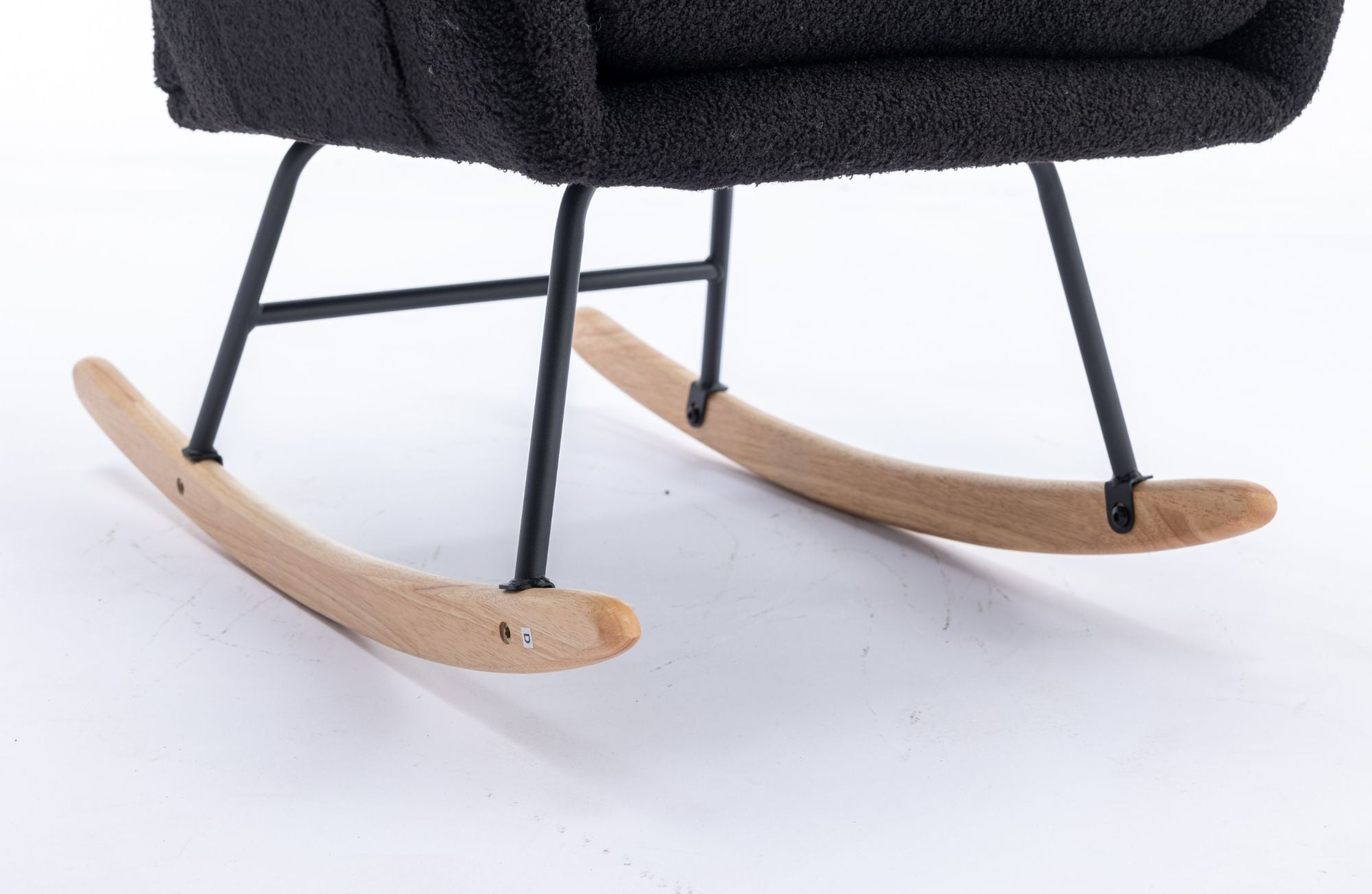 35.5-Inch Teddy Fabric Rocking Chair with Pocket – Safe Solid Wood Base