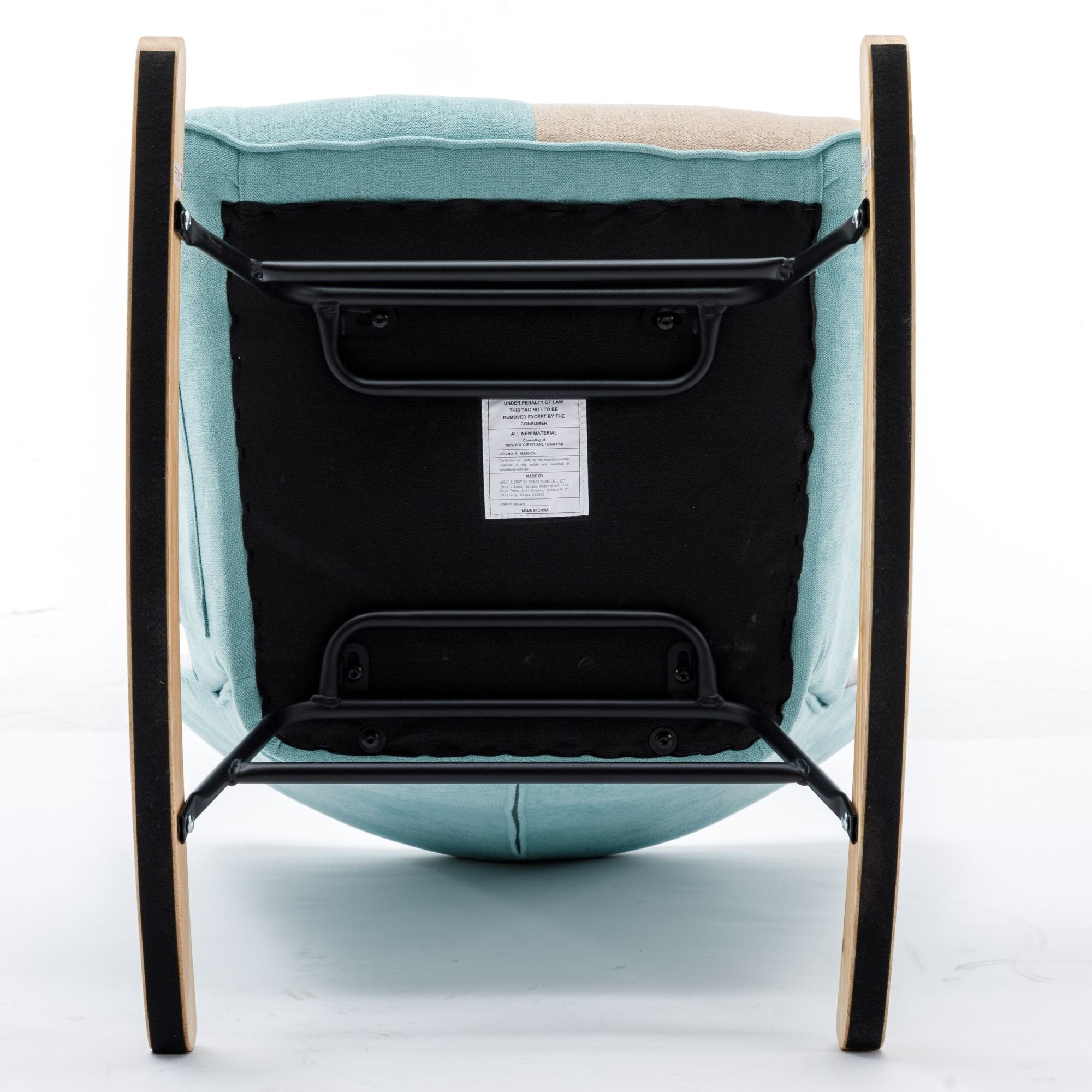 Modern Patchwork Rocking Chair with Solid Wood Armrests and Legs