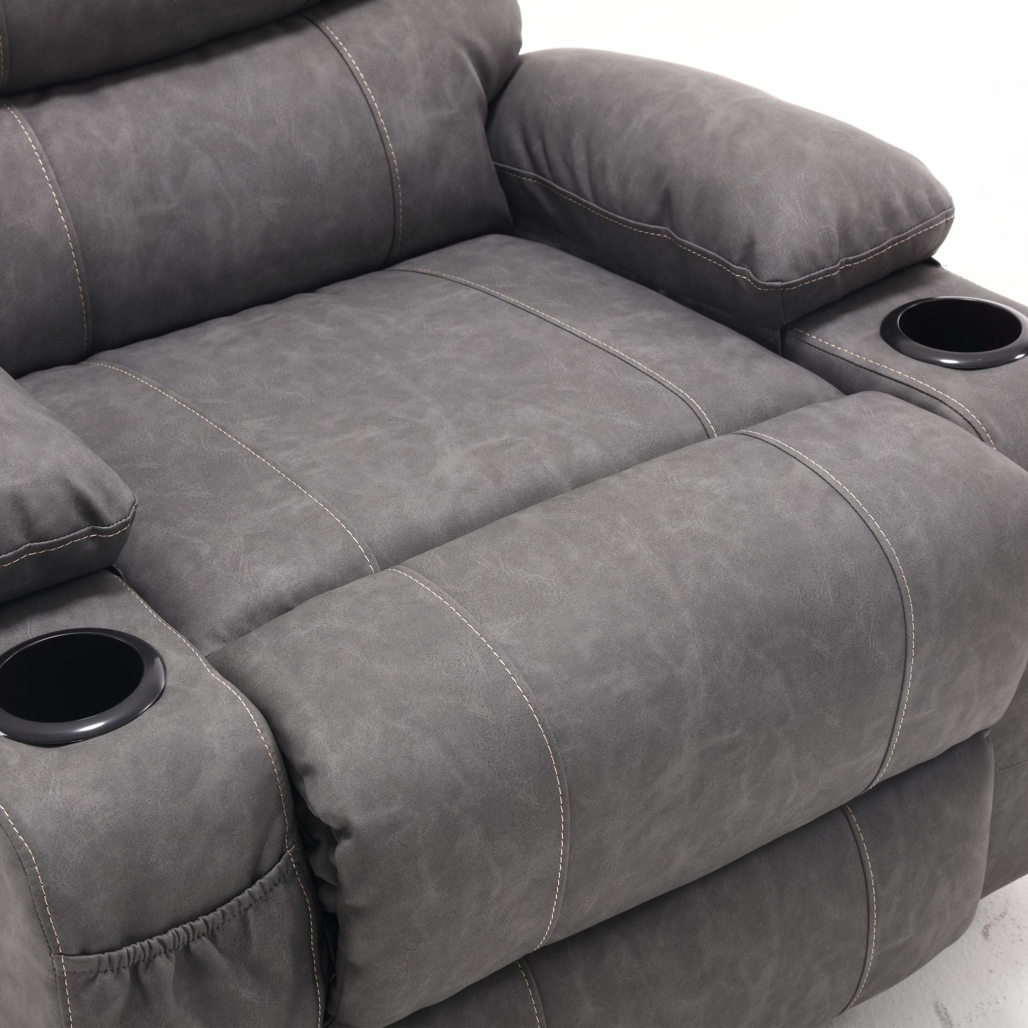 21" Wide Electric Lift Recliner for Elderly, Massage, Heat, Remote, Cup Holders, and Side Pockets