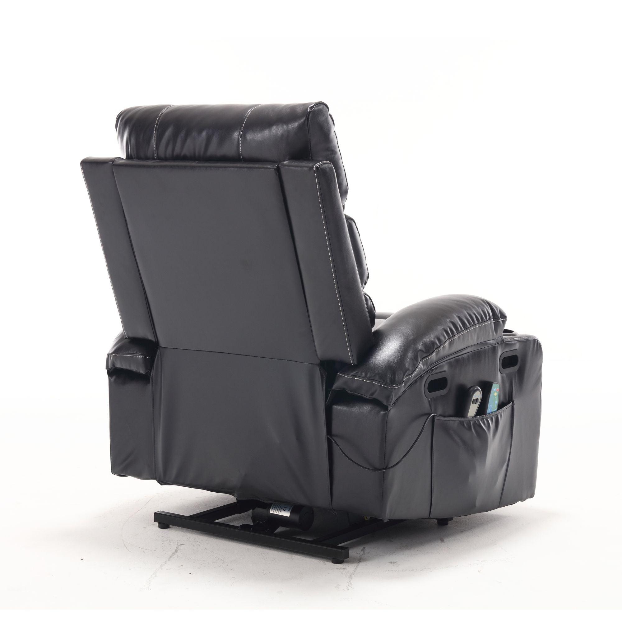 21" Wide Electric Lift Recliner for Elderly, Massage, Heat, Remote, Cup Holders, and Side Pockets