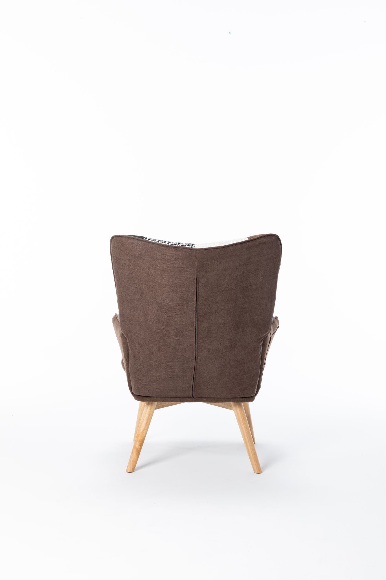 Modern Patchwork Rocking Chair with Solid Wood Armrests and Legs