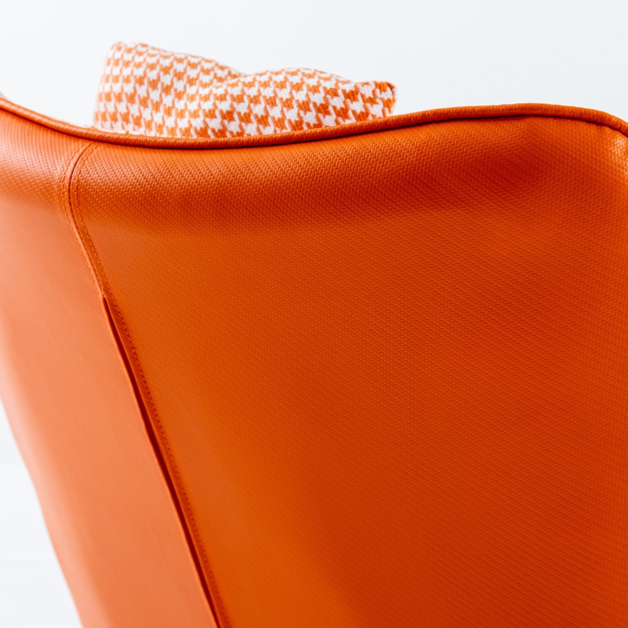 35.5-Inch Rocking Chair, Cozy Reading Chair with Houndstooth and Leather Upholstery, Comfortable Wingback Glider for Nursery, Living Room, Bedroom, or Balcony