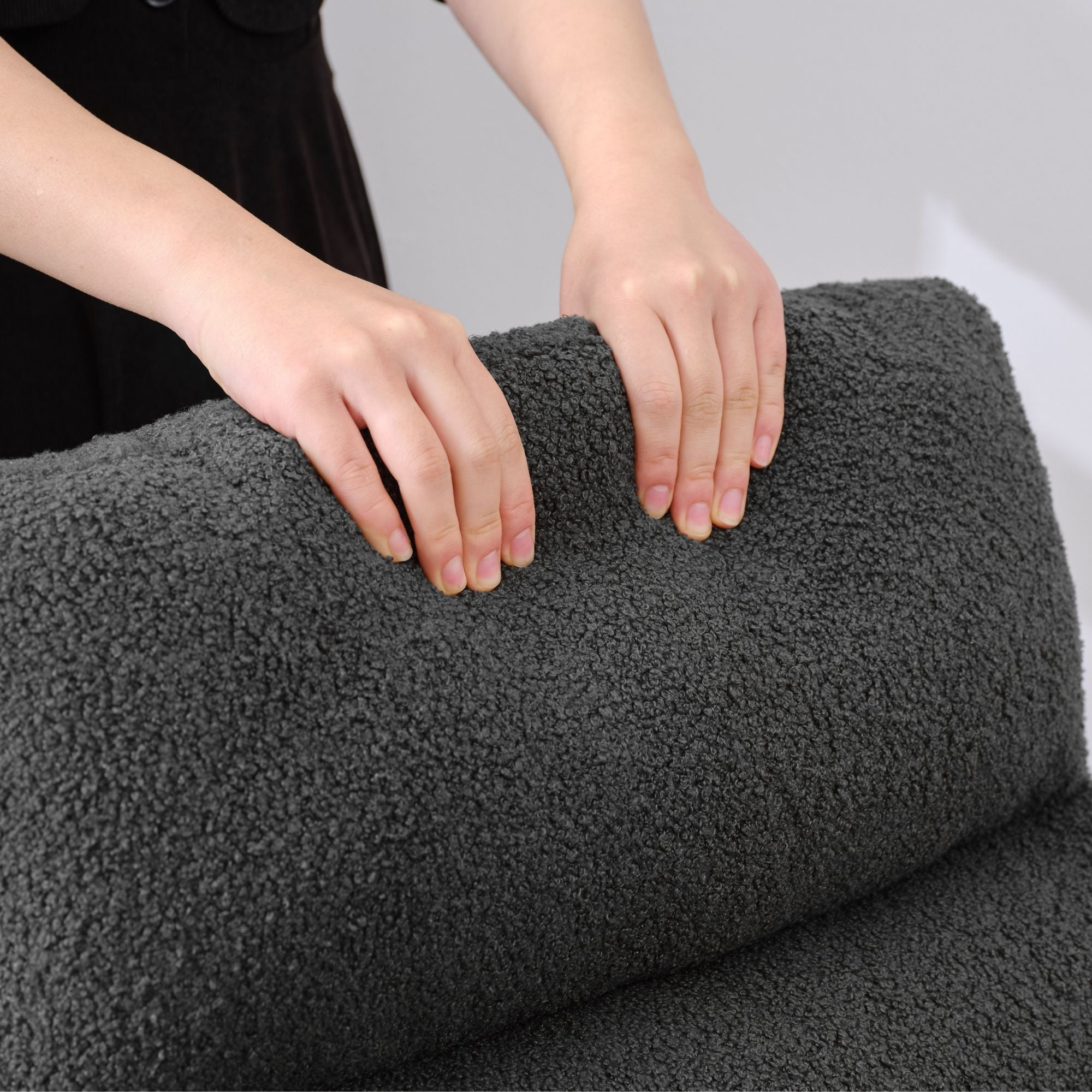 Modern Upholstered Rocking Chair with Solid Wood Legs, High Backrest, Side Pocket, and Comfy Armrests – Nursery Glider and Living Room Accent Chair