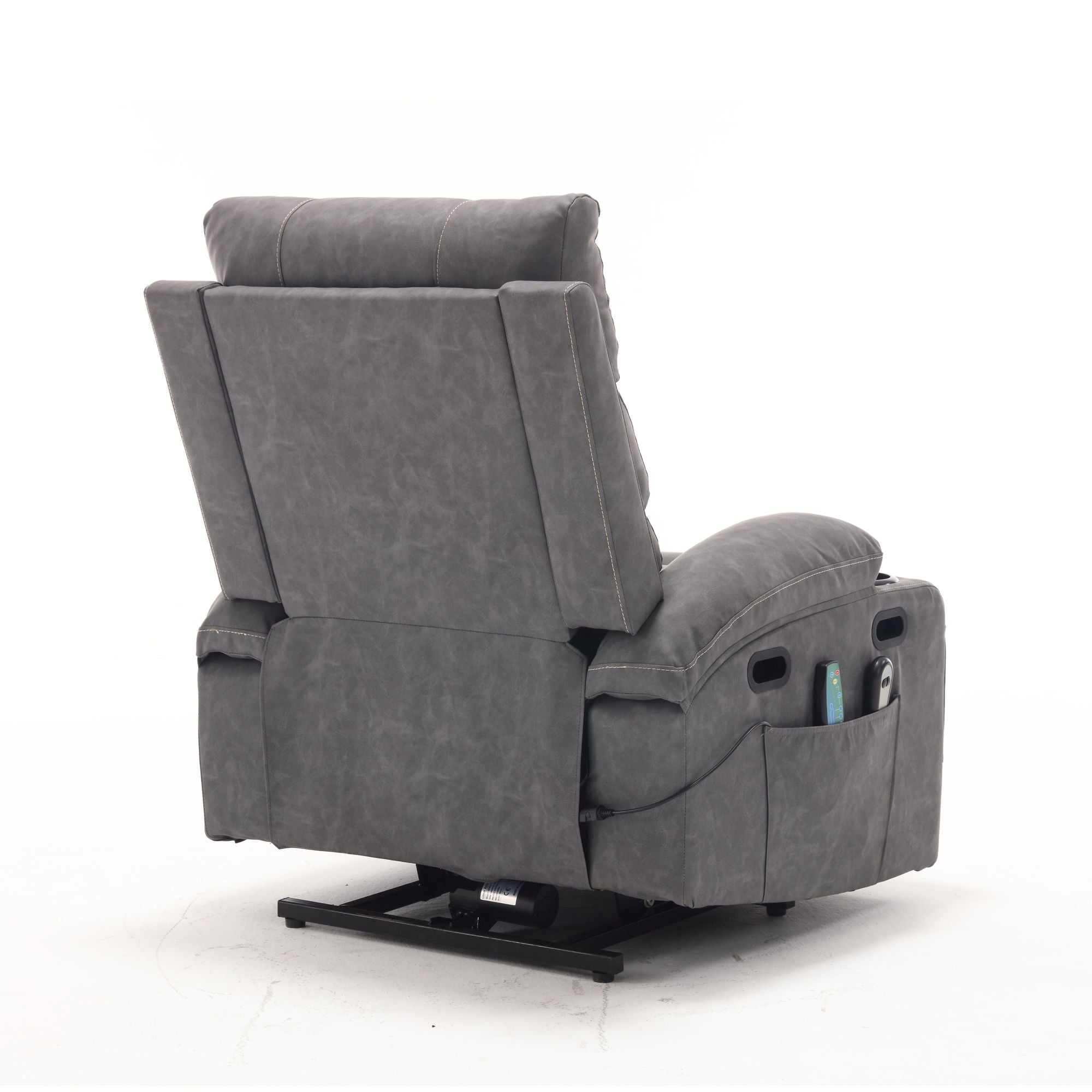21" Wide Electric Lift Recliner for Elderly, Massage, Heat, Remote, Cup Holders, and Side Pockets