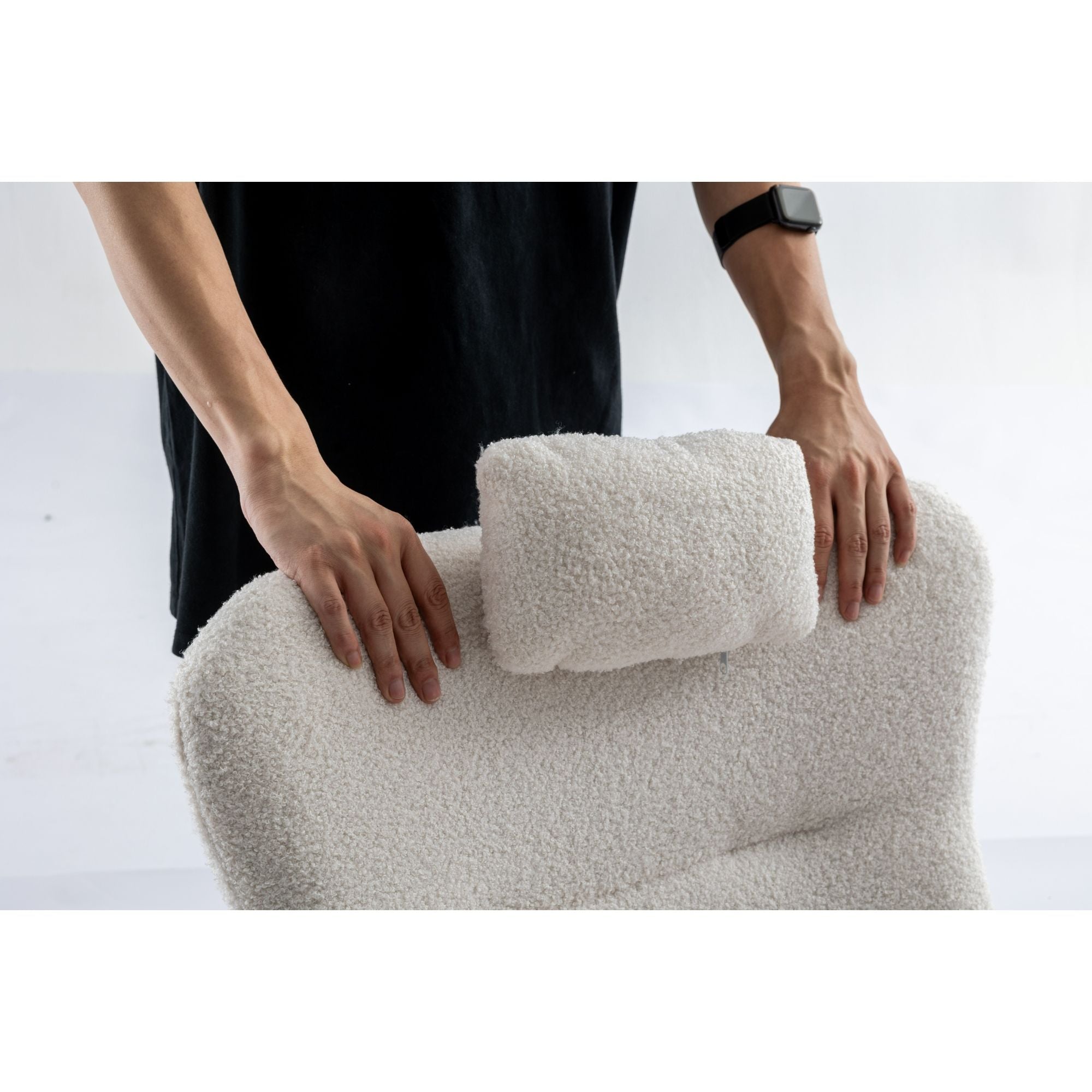 35.5-Inch Teddy Fabric Rocking Chair with Pocket – Safe Solid Wood Base