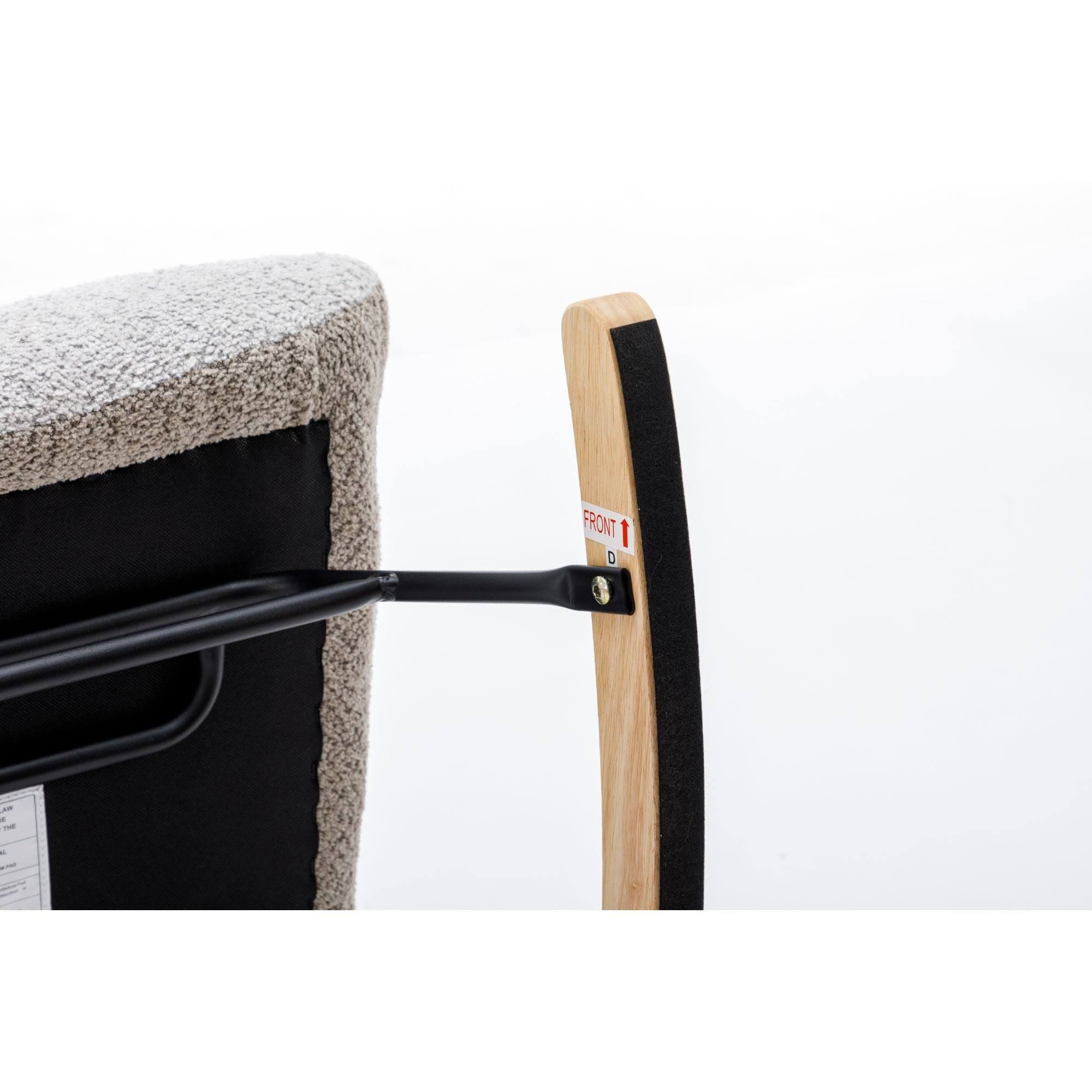 Modern Patchwork Rocking Chair with Solid Wood Armrests and Legs