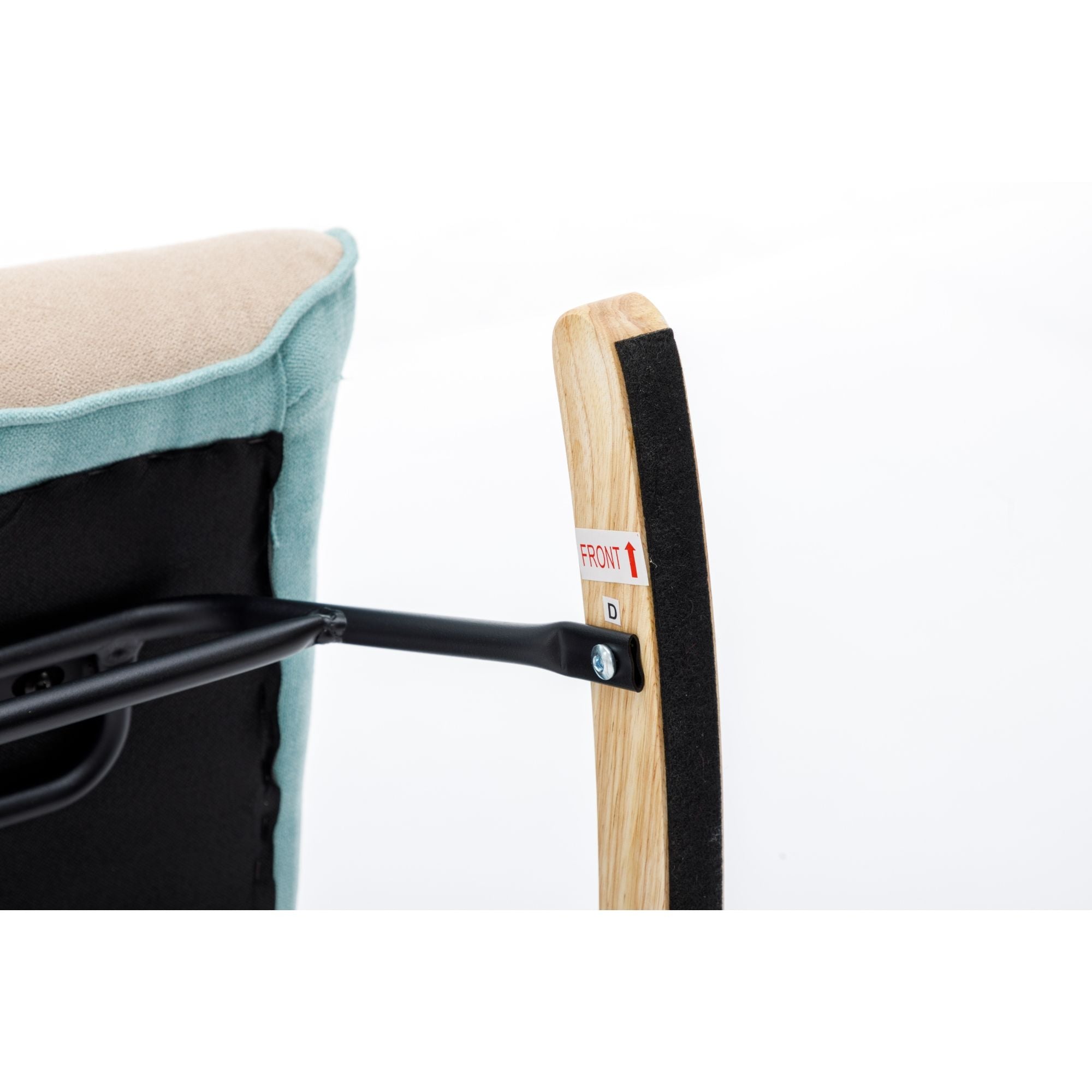 Modern Patchwork Rocking Chair with Solid Wood Armrests and Legs