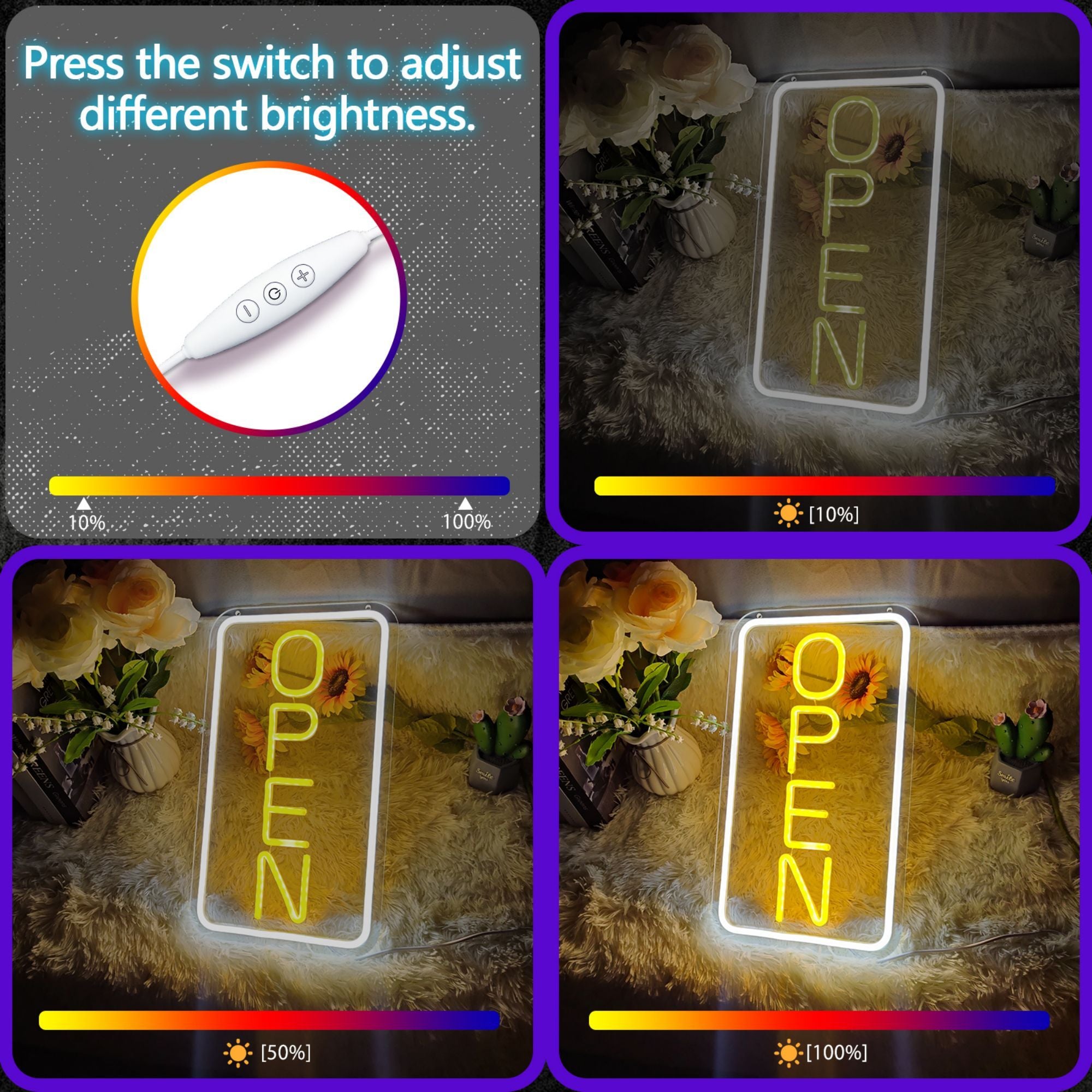 OPEN - USB-Powered LED Neon Sign for Wall Decor