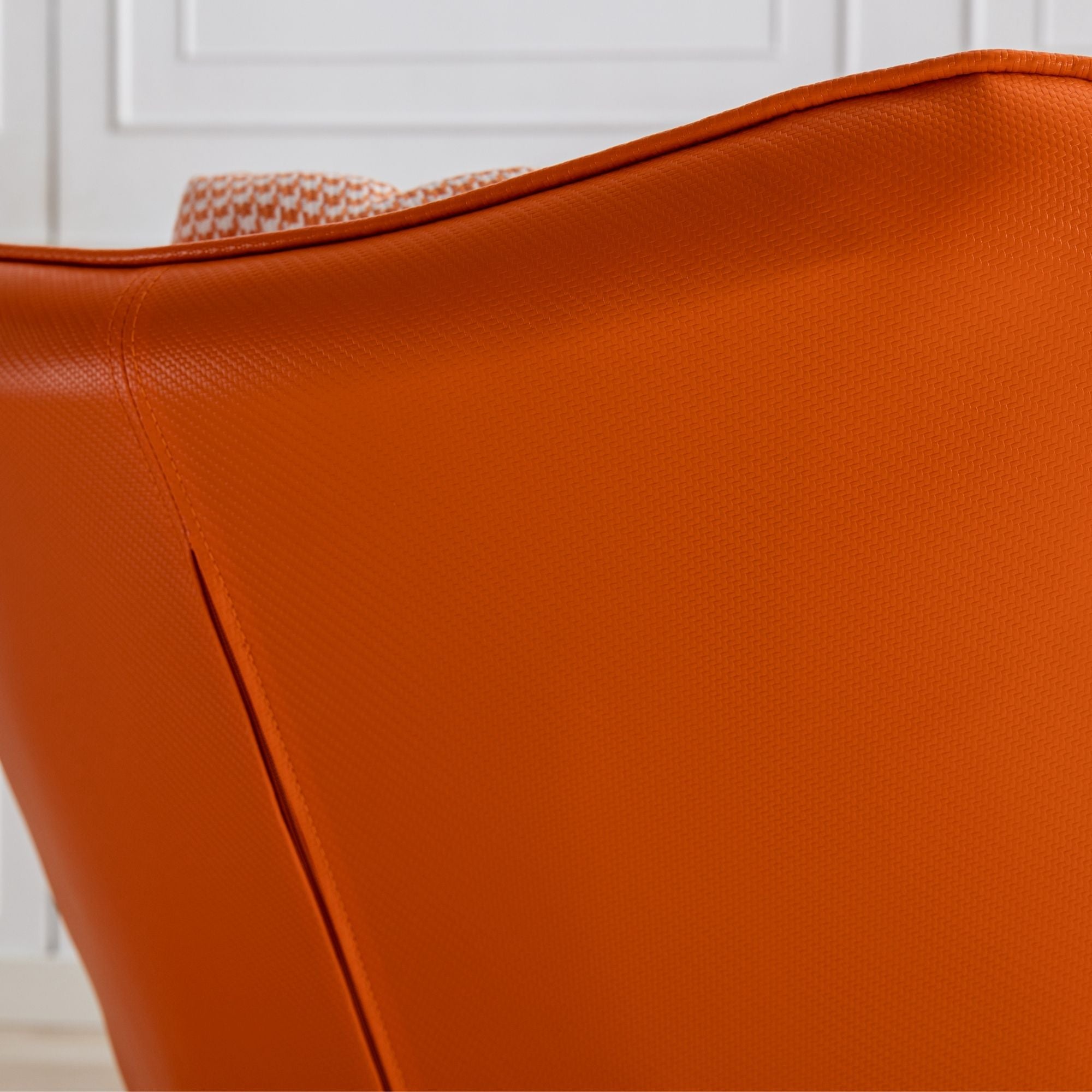 35.5-Inch Rocking Chair, Cozy Reading Chair with Houndstooth and Leather Upholstery, Comfortable Wingback Glider for Nursery, Living Room, Bedroom, or Balcony