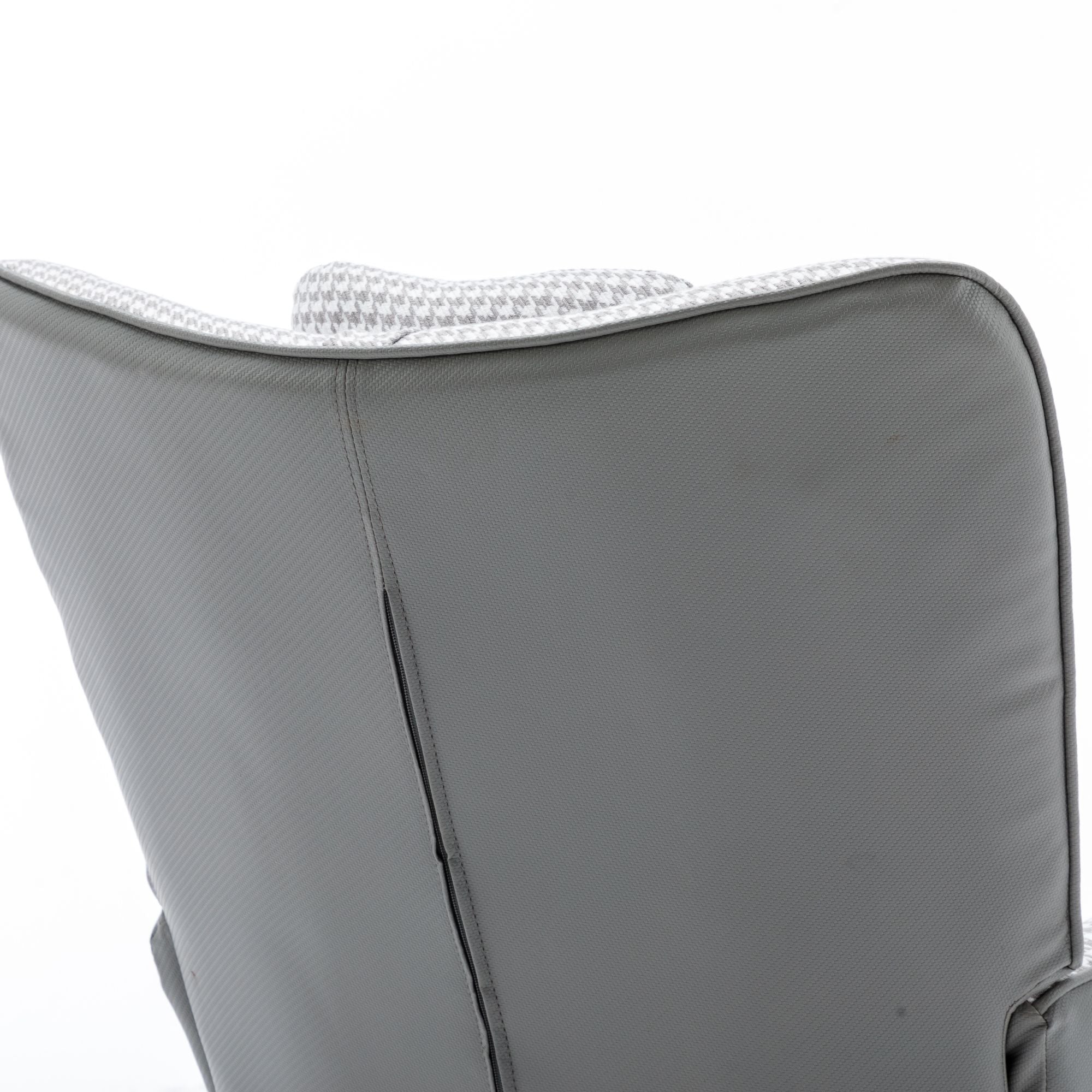 35.5-Inch Rocking Chair, Cozy Reading Chair with Houndstooth and Leather Upholstery, Comfortable Wingback Glider for Nursery, Living Room, Bedroom, or Balcony