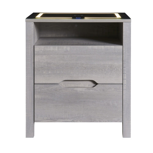 Smart Furniture Bedside Table Minimalist Rechargeable Multi-functional Solid Wood Bedside Nightstands With Wireless Charging