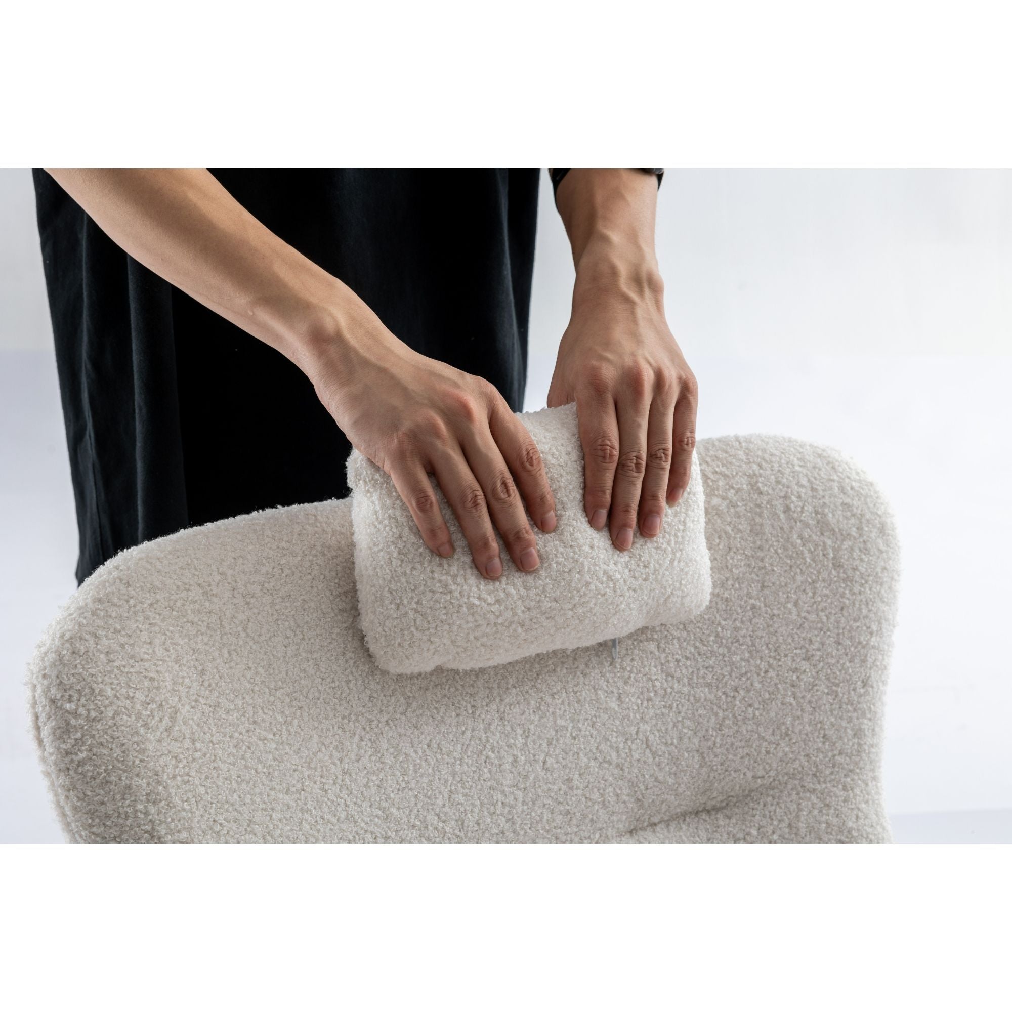 35.5-Inch Teddy Fabric Rocking Chair with Pocket – Safe Solid Wood Base