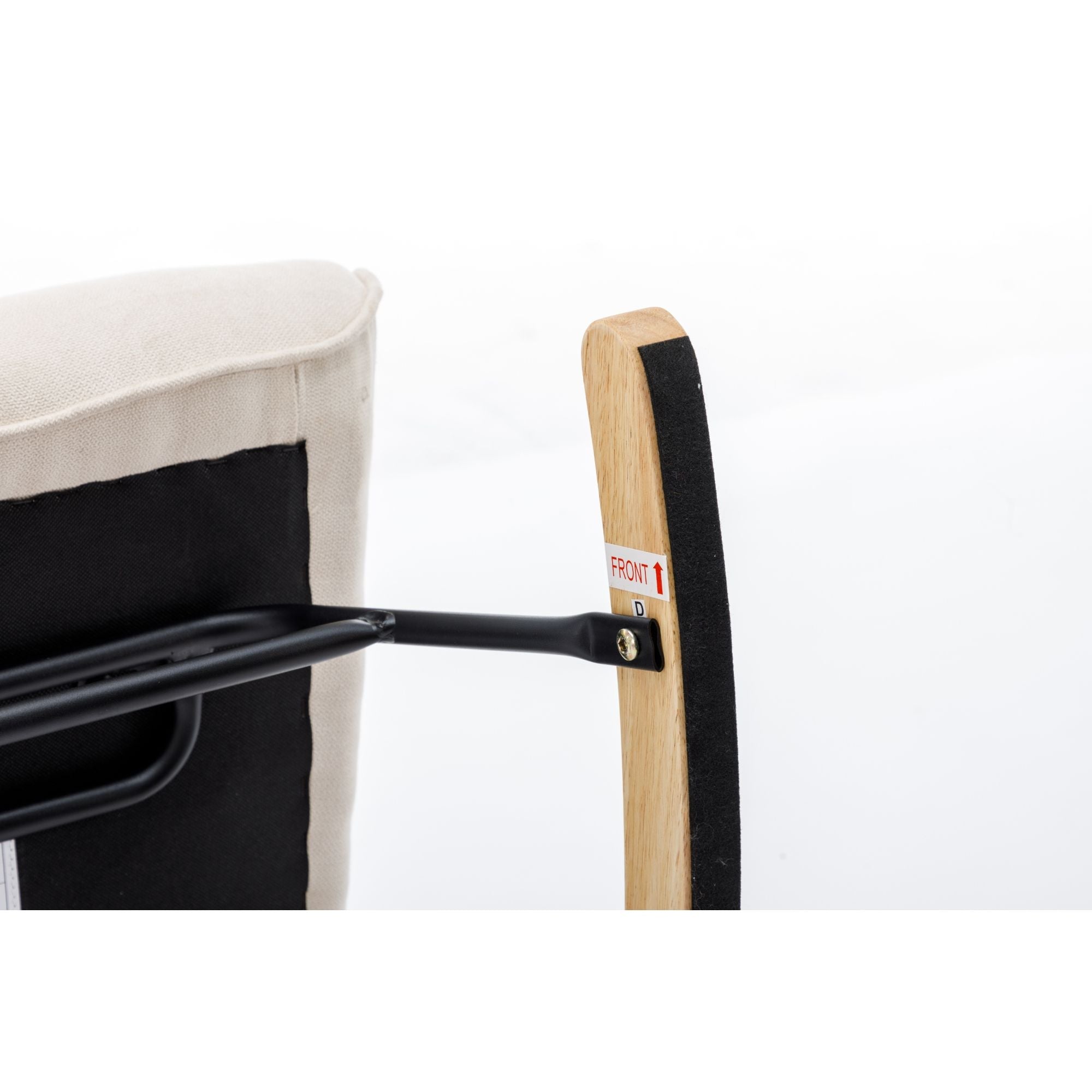 Modern Patchwork Rocking Chair with Solid Wood Armrests and Legs