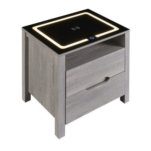 Smart Furniture Bedside Table Minimalist Rechargeable Multi-functional Solid Wood Bedside Nightstands With Wireless Charging
