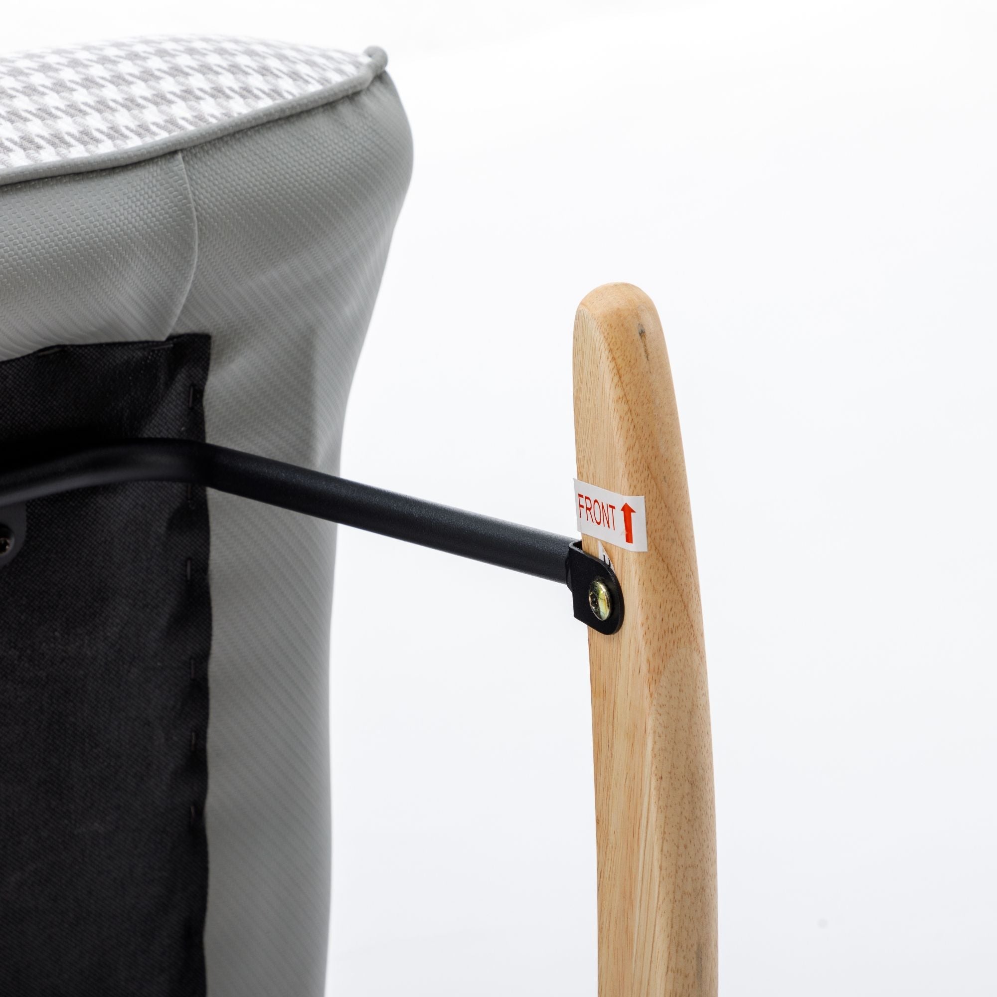 35.5-Inch Rocking Chair, Cozy Reading Chair with Houndstooth and Leather Upholstery, Comfortable Wingback Glider for Nursery, Living Room, Bedroom, or Balcony