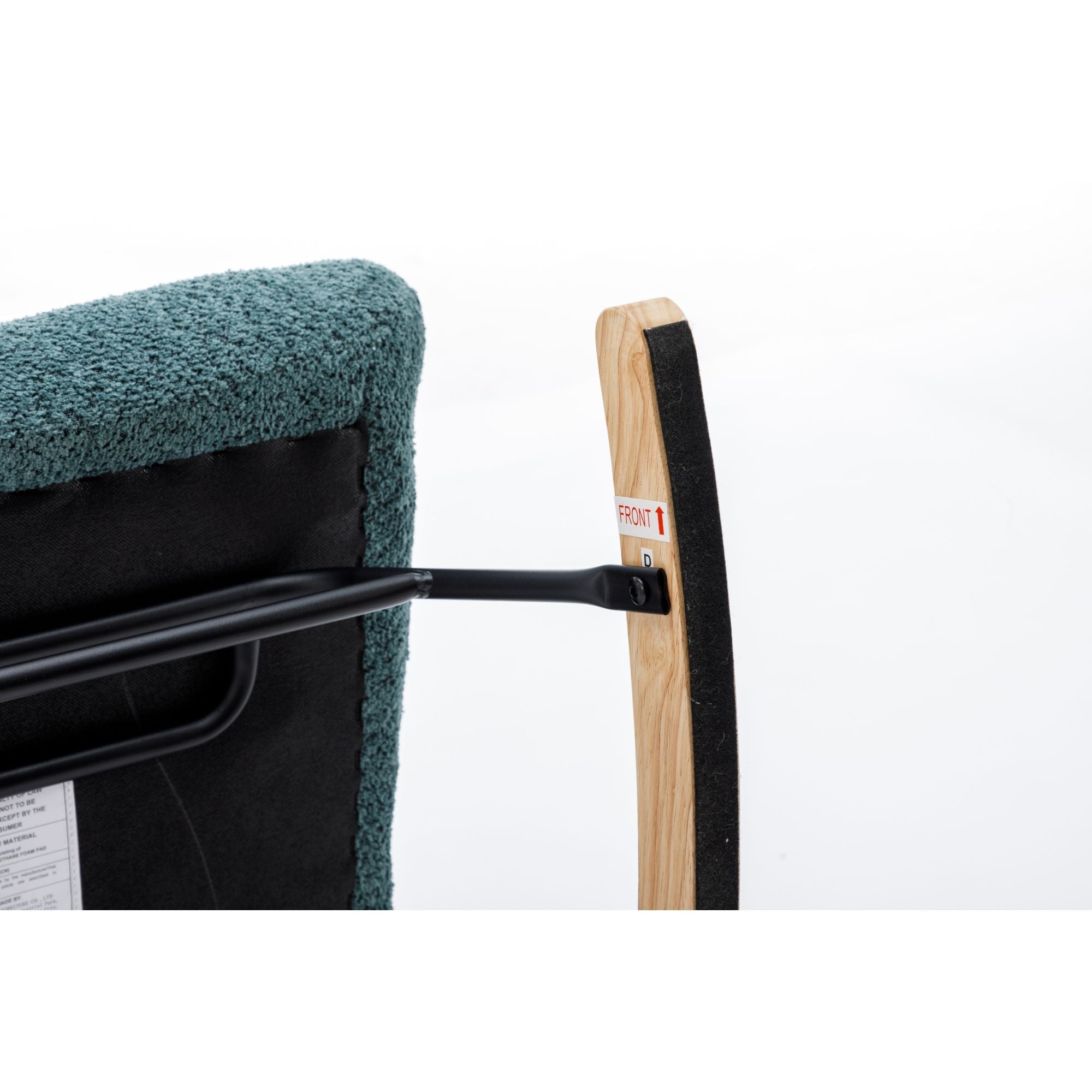 Modern Patchwork Rocking Chair with Solid Wood Armrests and Legs