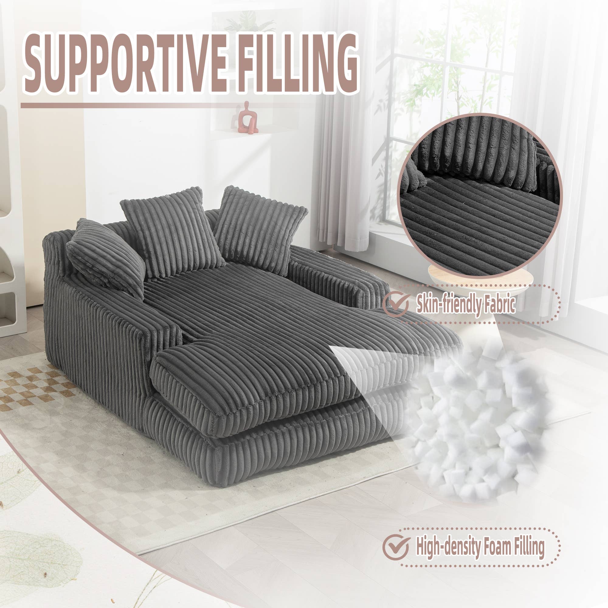 Convertible Sofa Bed with Adjustable Backrest-Grey/Green